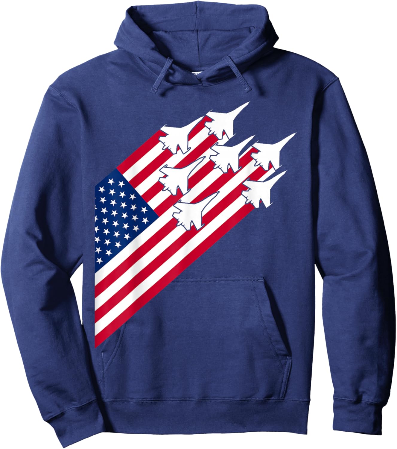 Fighter Jets USA Flag 4th of July Fighter Jet Flag Hoodie - Hoodie | Navy