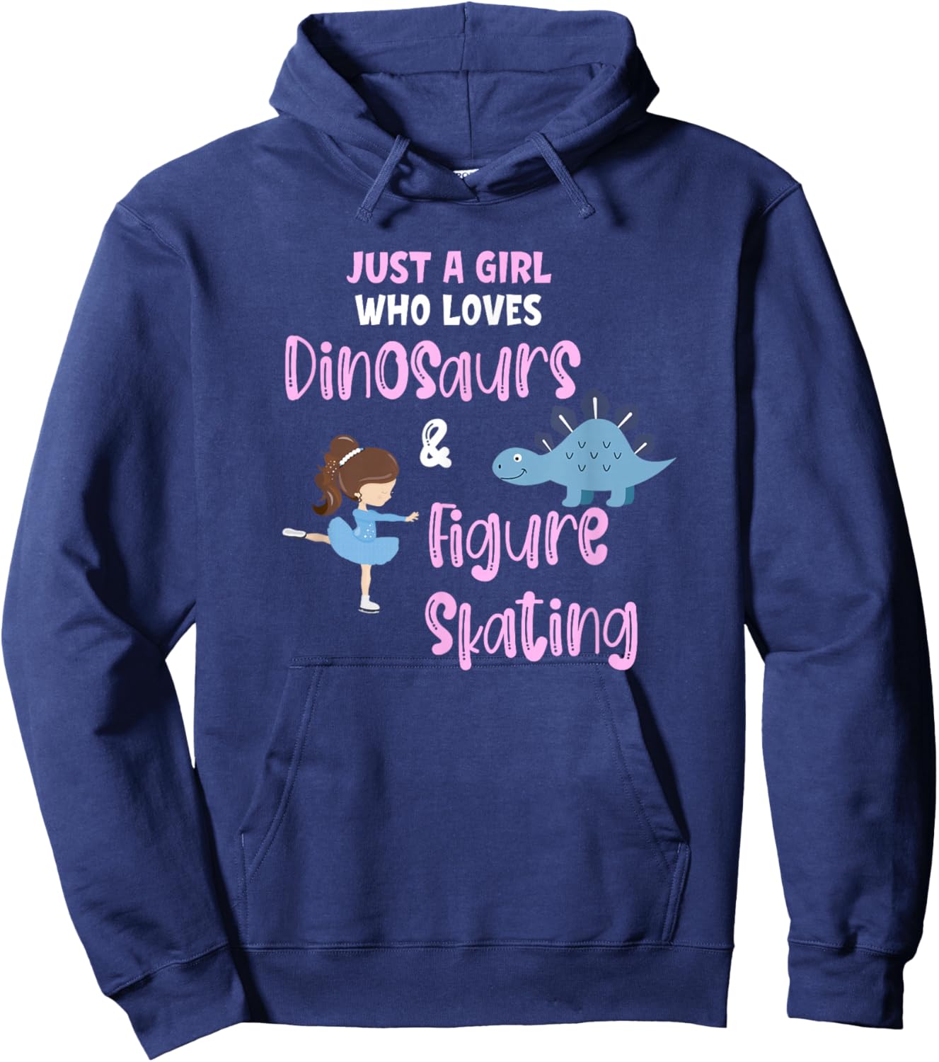 Just a Girl Who Loves Dinosaurs and Figure Skating Ice Funny Hoodie - Hoodie | Navy