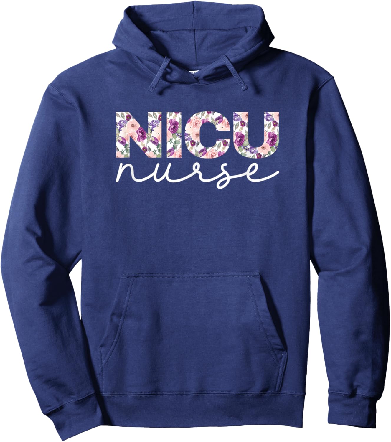 NICU Nurse Nursing Floral Design Hoodie - Hoodie | Navy