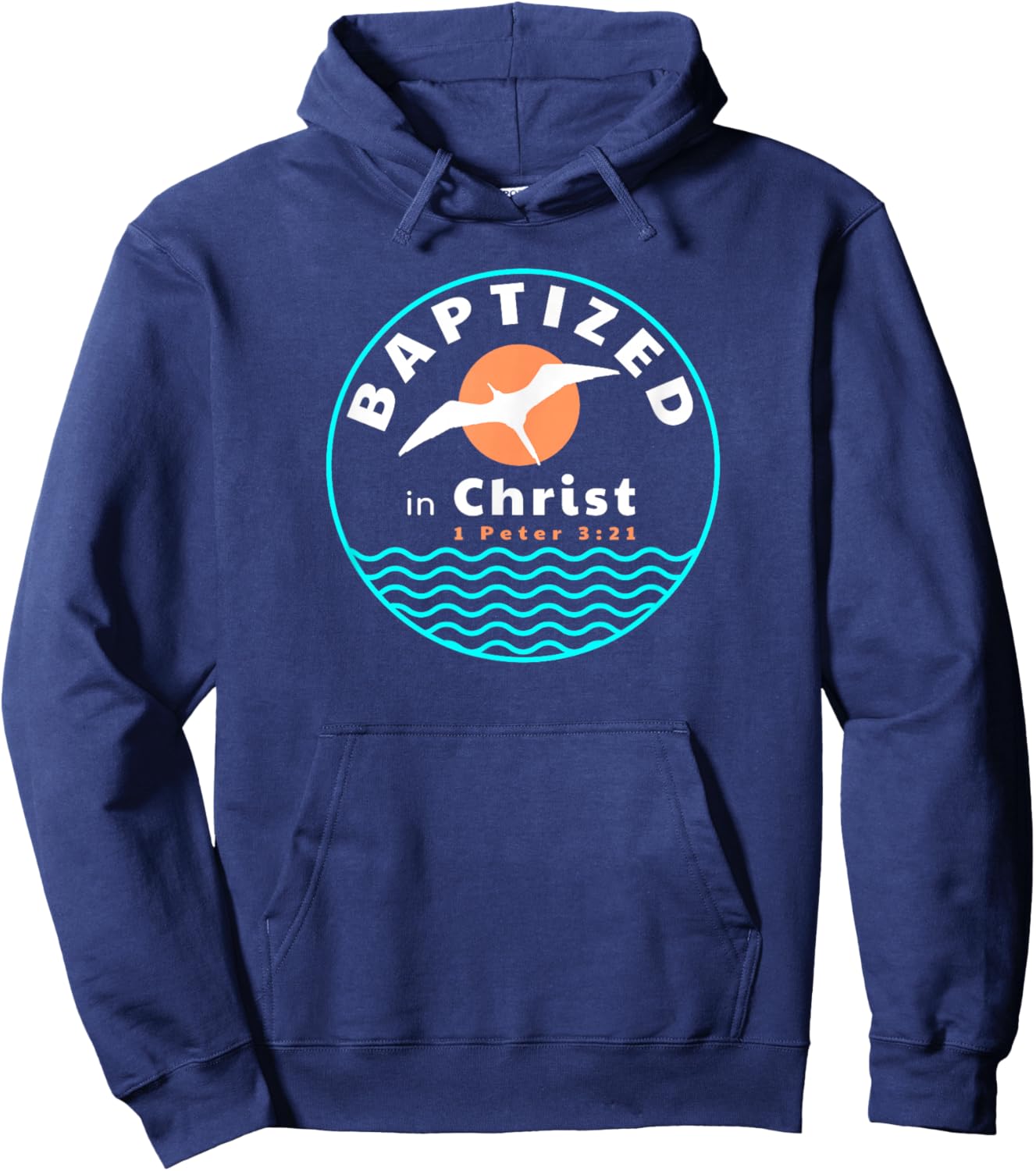 TourisTeez for Water Baptismal Christ Jesus Baptized in Christ Christian Adult, Women, Men, Kids Baptism ,Black,Small Hoodie - Hoodie | Navy