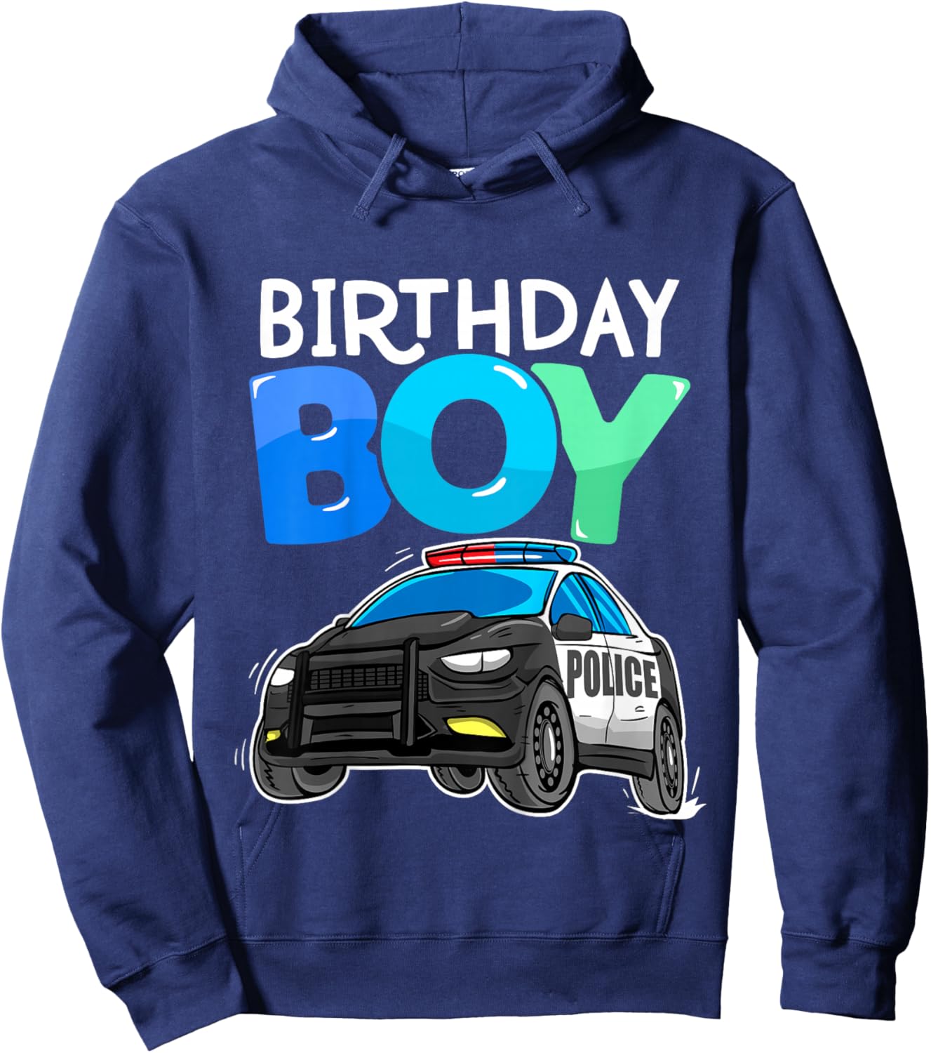Kids Birthday Boy Police Car Policeman Theme Birthday Toddler Hoodie - Hoodie | Navy