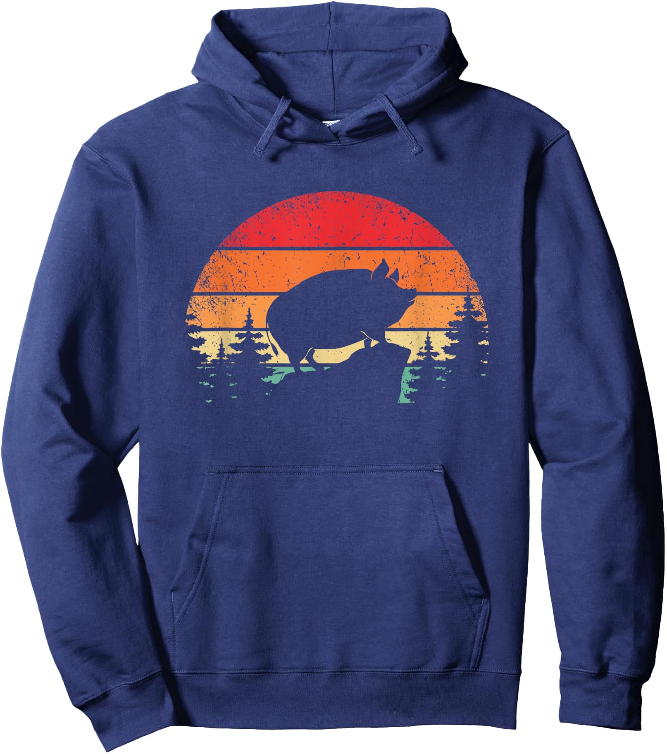 Retro pig pot belly pig Hoodie - Hoodie | Navy