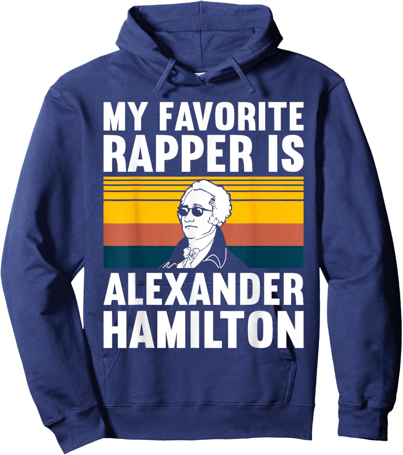 Must Love History Men's Retro Hamilton , Black, Small Hoodie - Hoodie | Navy