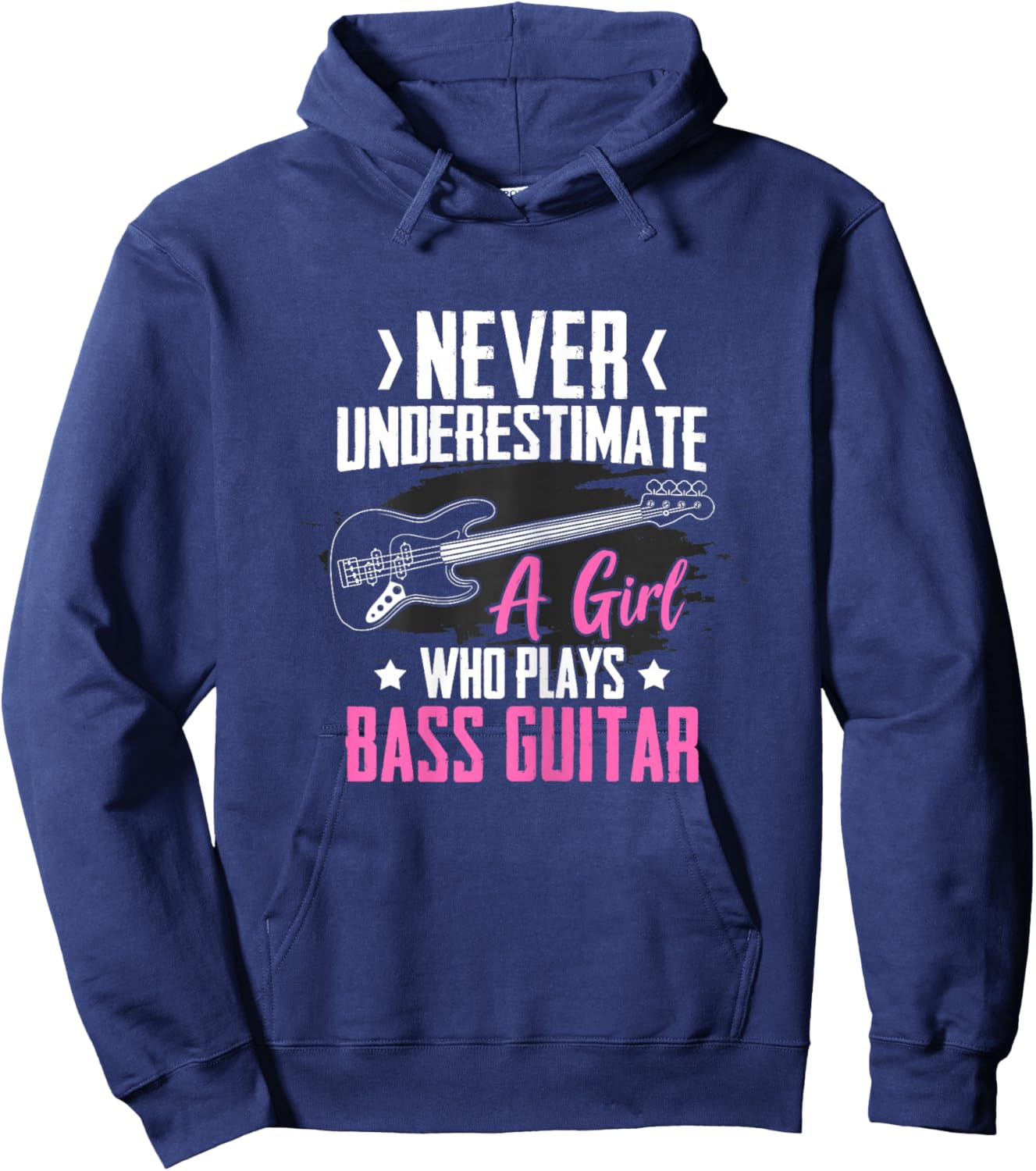 Funny Bass Guitar Lover Graphic Women and Girls Bass Player Hoodie - Hoodie | Navy