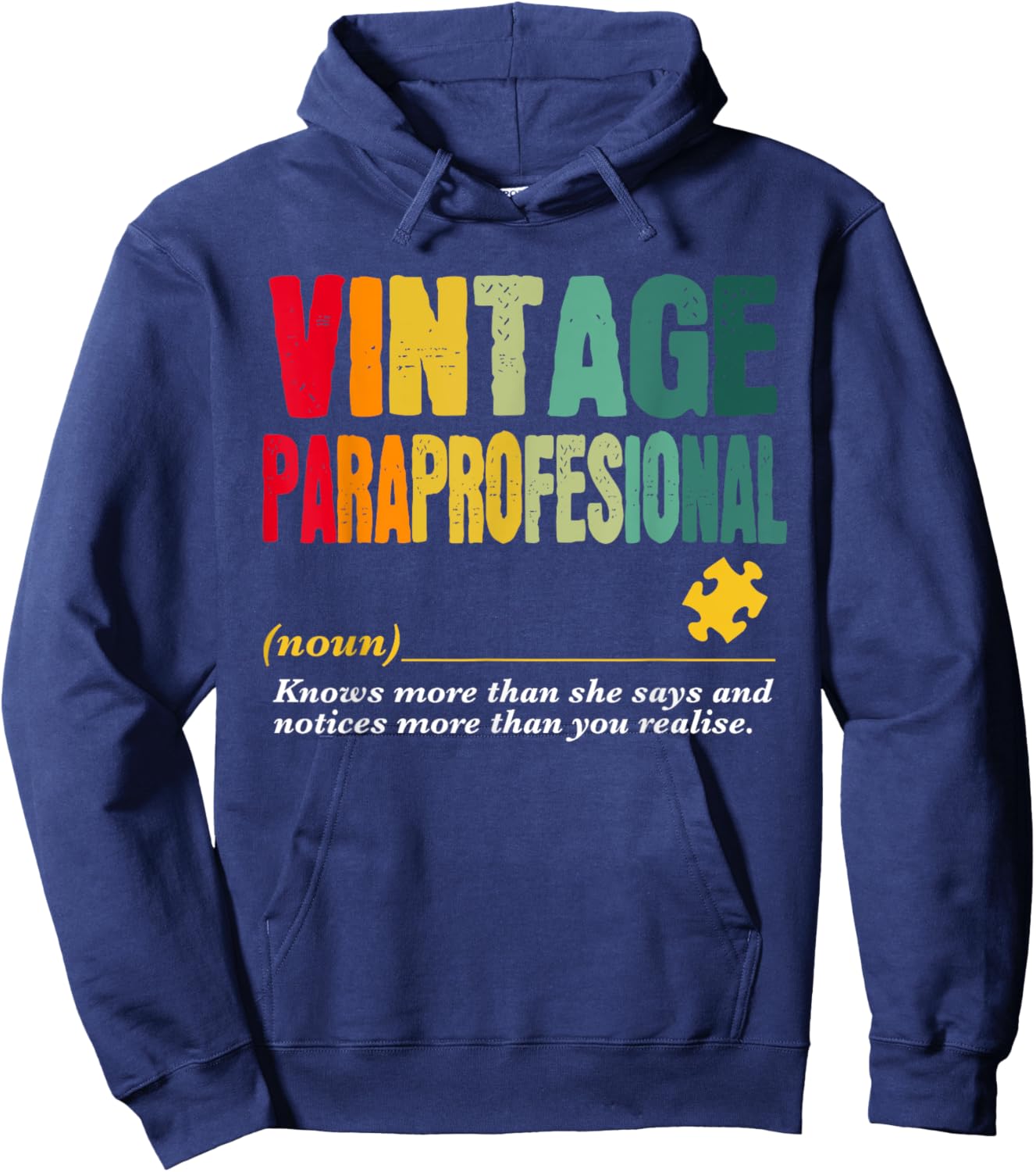 Vintage Paraprofessional Funny Job Title Birthday Worker Hoodie - Hoodie | Navy