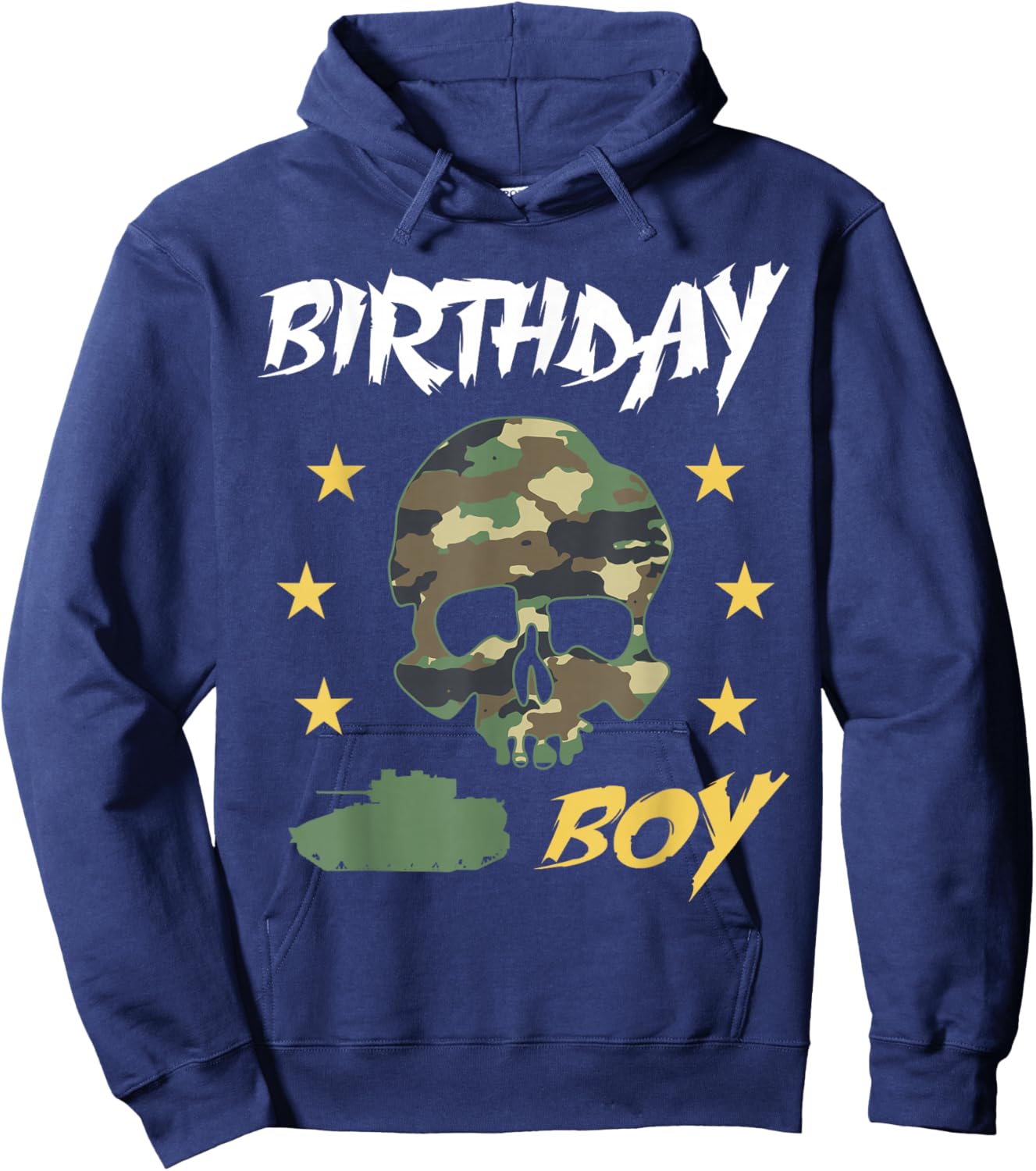 Tank Birthday Boy Army - Camouflage Skull Military Tank Boys Hoodie - Hoodie | Navy