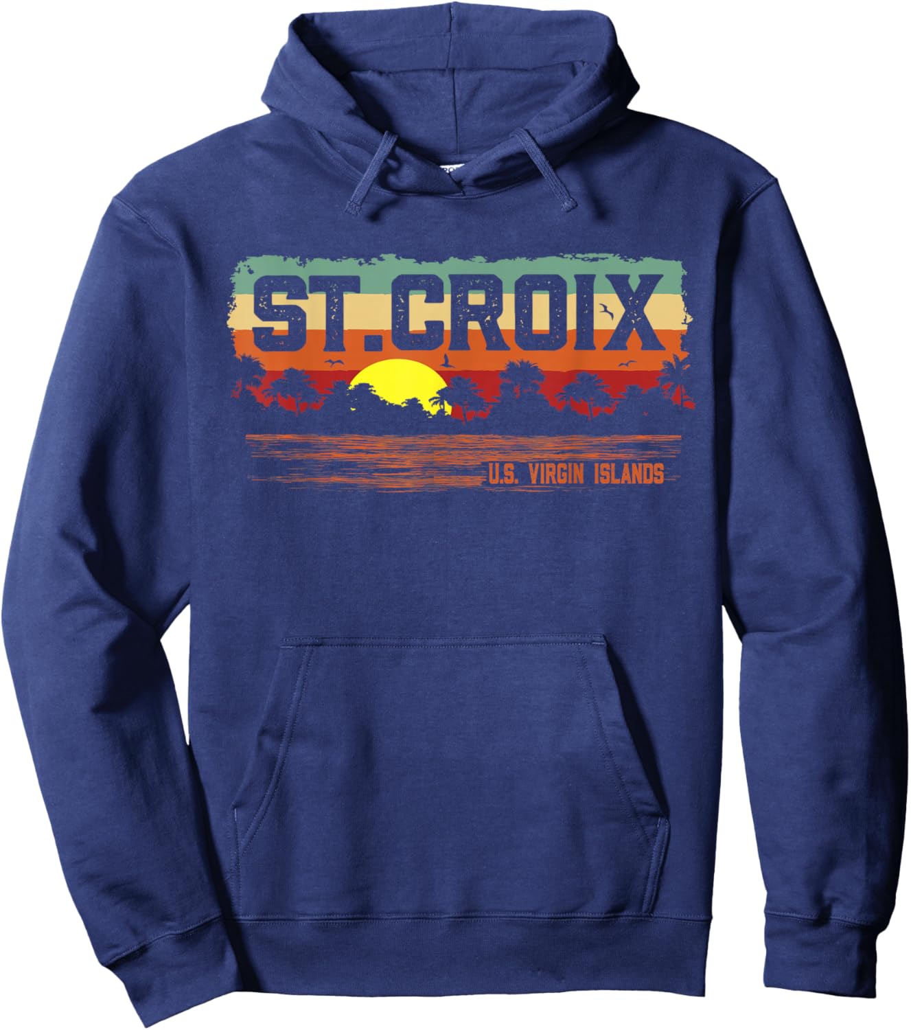 Vintage Sunset St. Croix USVI Hoodie - Hoodie | Navy