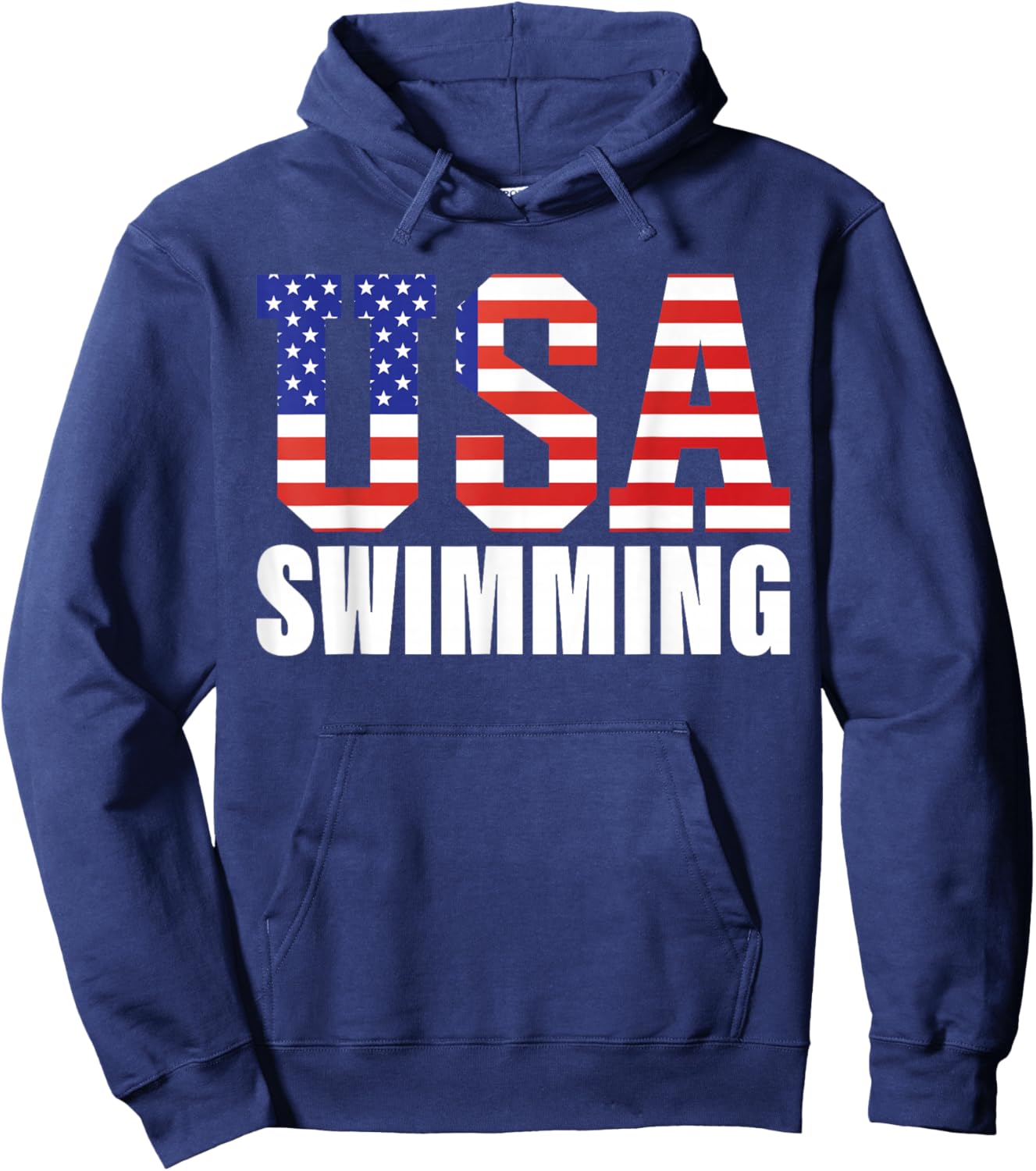 Swimming - USA America Flag & Swimmer - Swimming Hoodie - Hoodie | Navy