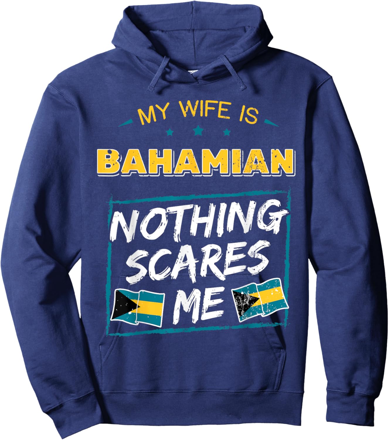 My Wife Is Bahamian Bahamas Heritage Roots Flag Pride Hoodie - Hoodie | Navy