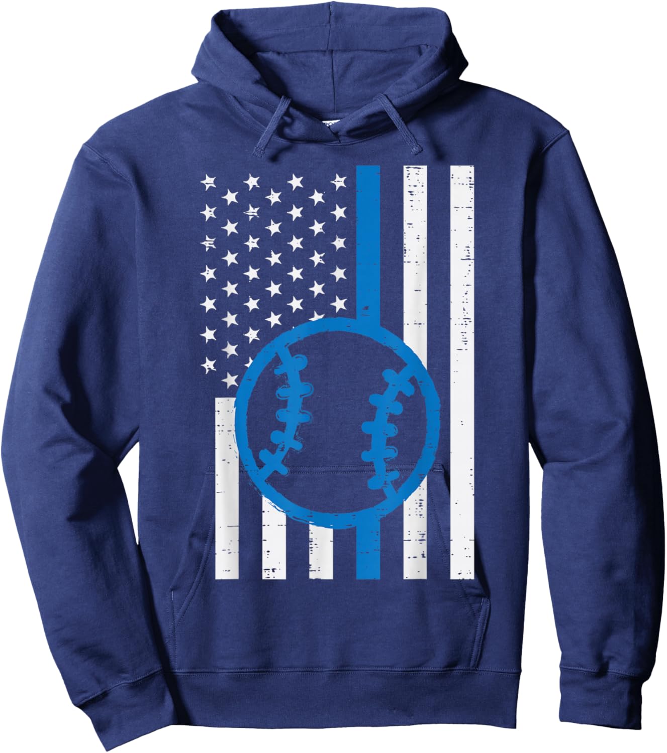 US Flag Thin Blue Line Baseball Vintage Patriotic Police Cop Hoodie - Hoodie | Navy