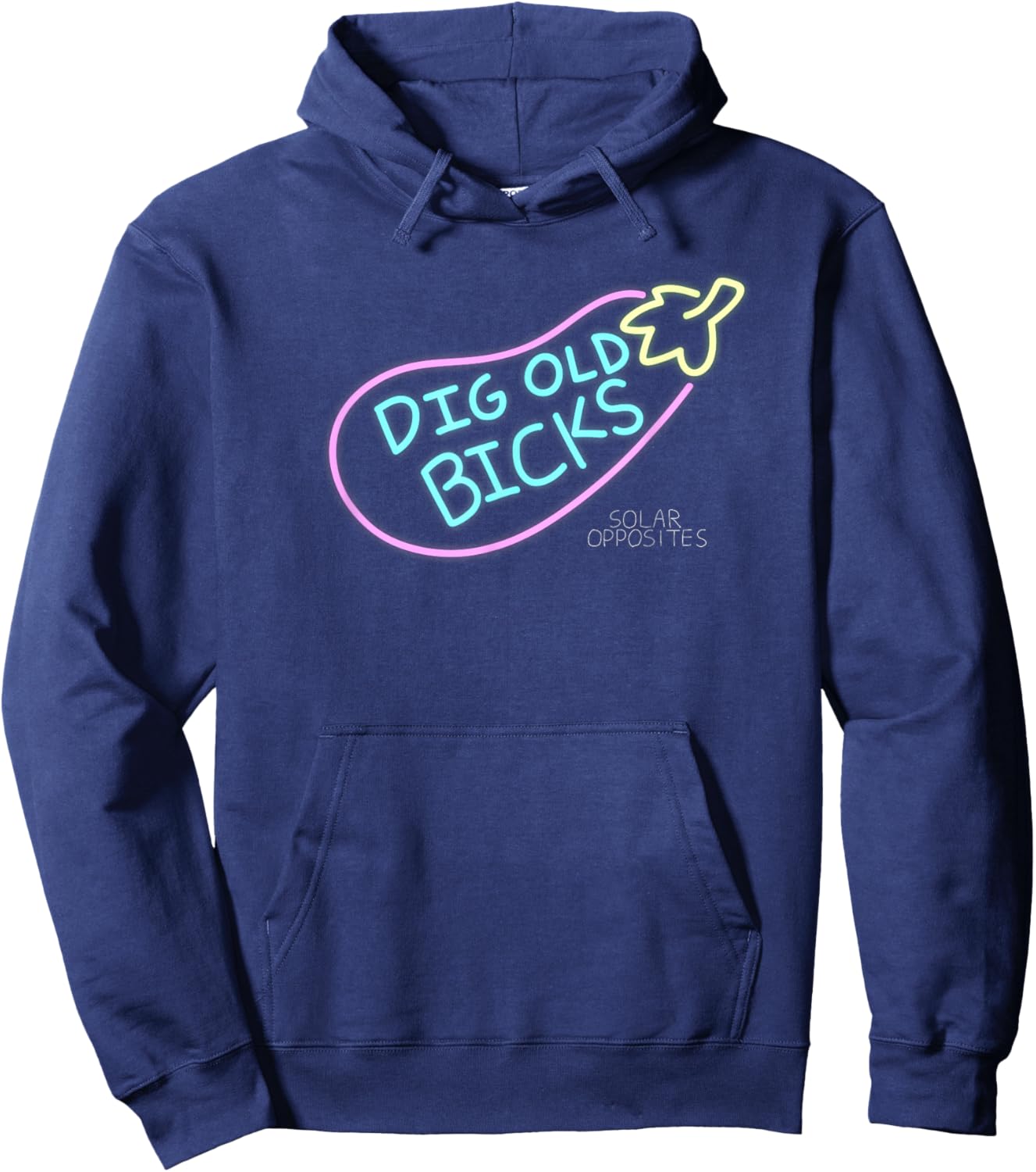 Solar Opposites Dig Old Bicks Neon Sign Hoodie - Hoodie | Navy