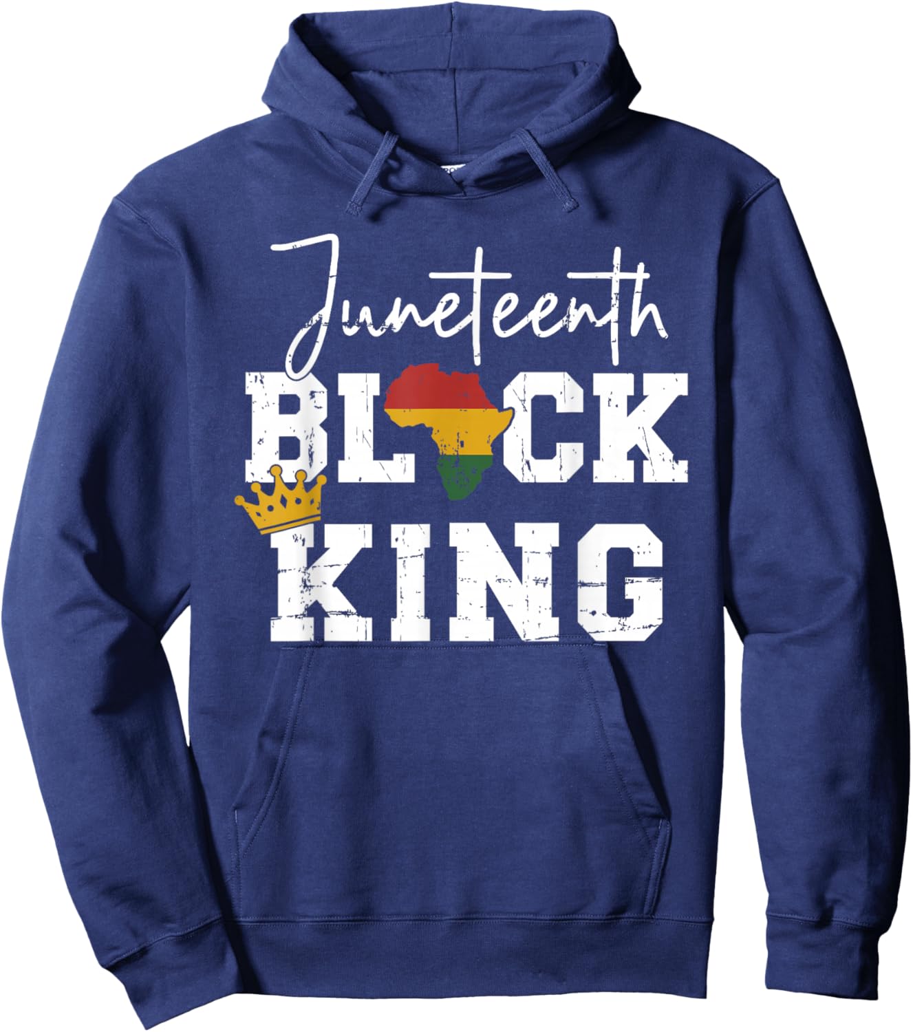 Juneteenth black king with pan african map flag Hoodie - Hoodie | Navy