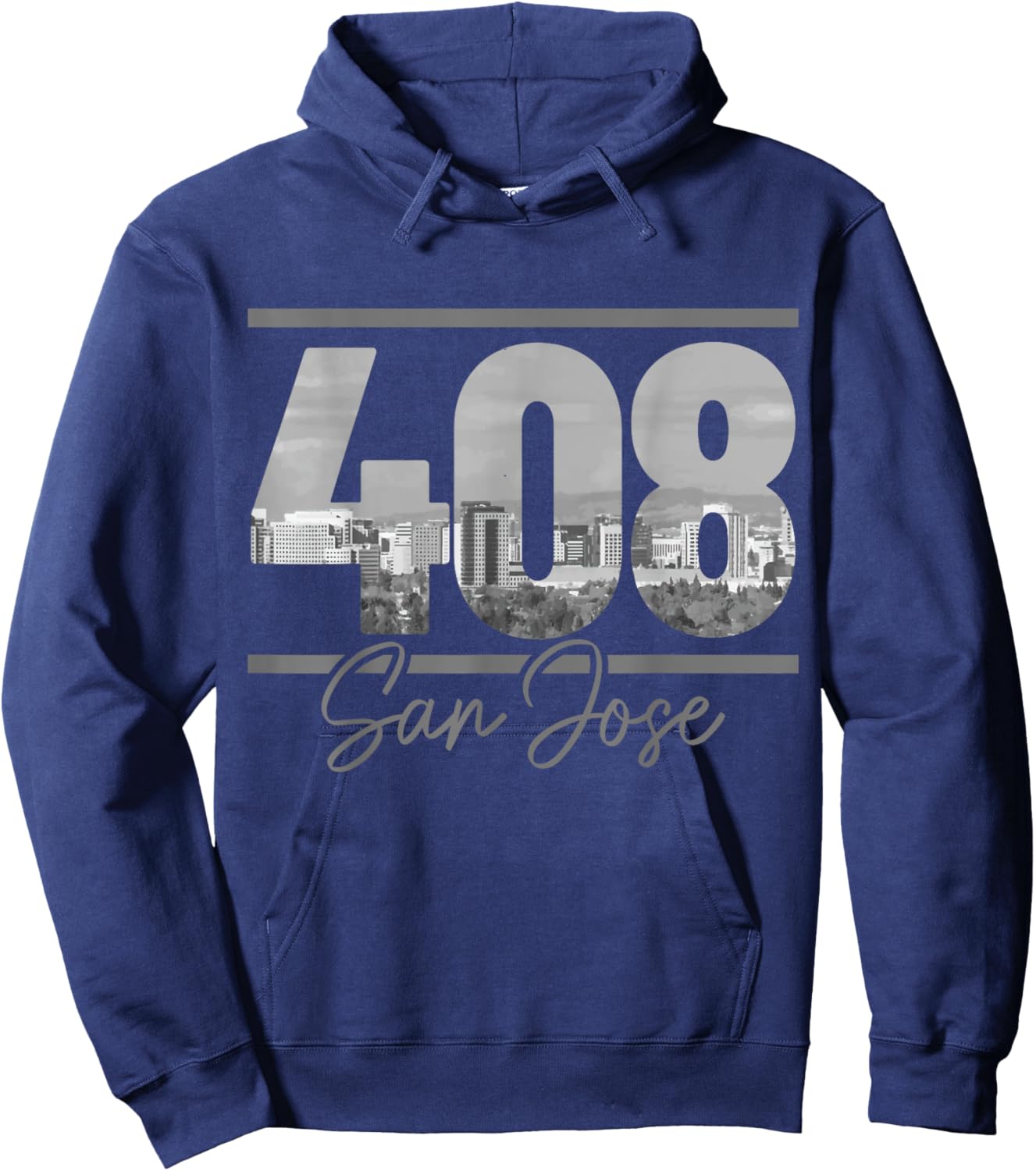 San Jose 408 Area Code Vintage California Skyline Hoodie - Hoodie | Navy
