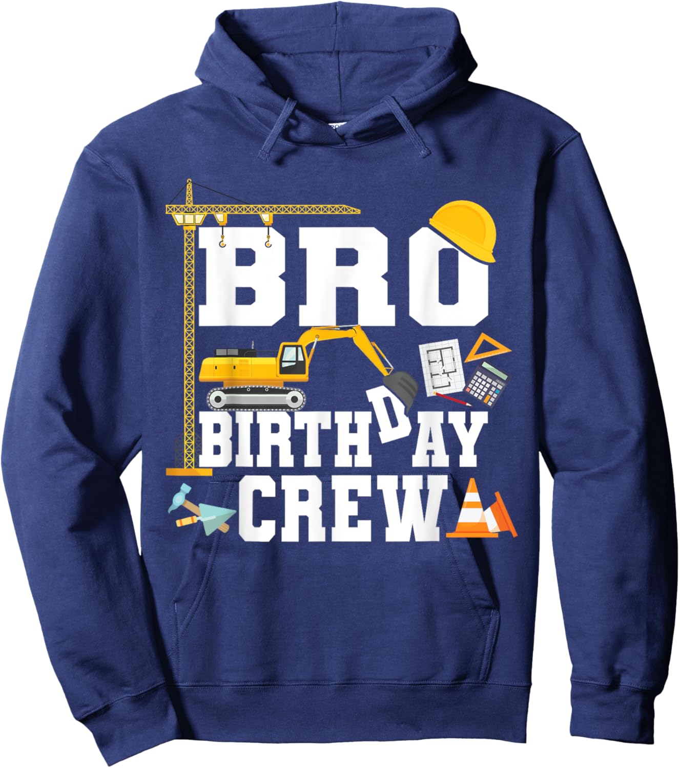 Bro Birthday Crew Shirt Brother Construction Birthday Party Hoodie - Hoodie | Navy