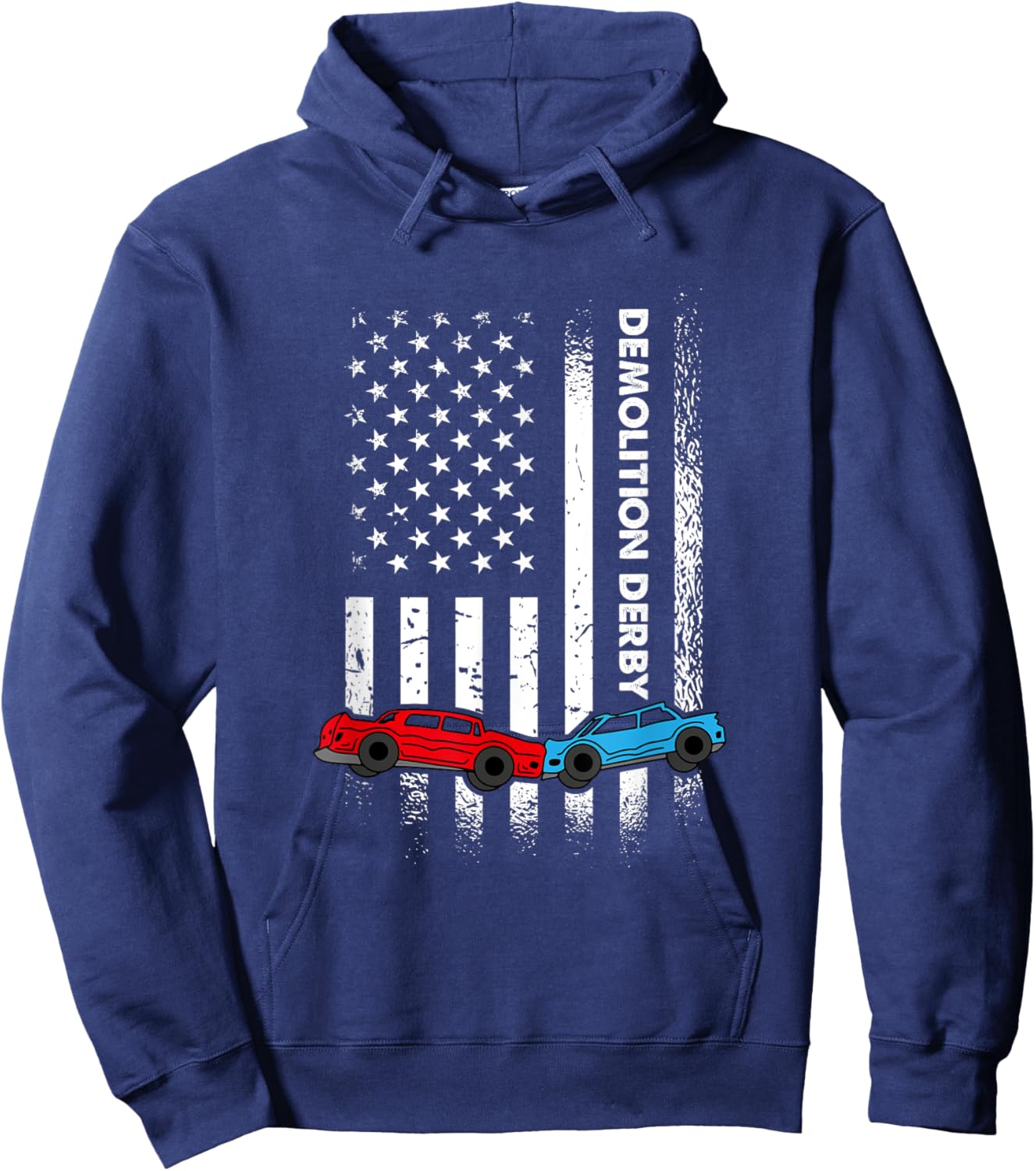 US Flag Demolition Derby, American Demo Derby Season Hoodie - Hoodie | Navy