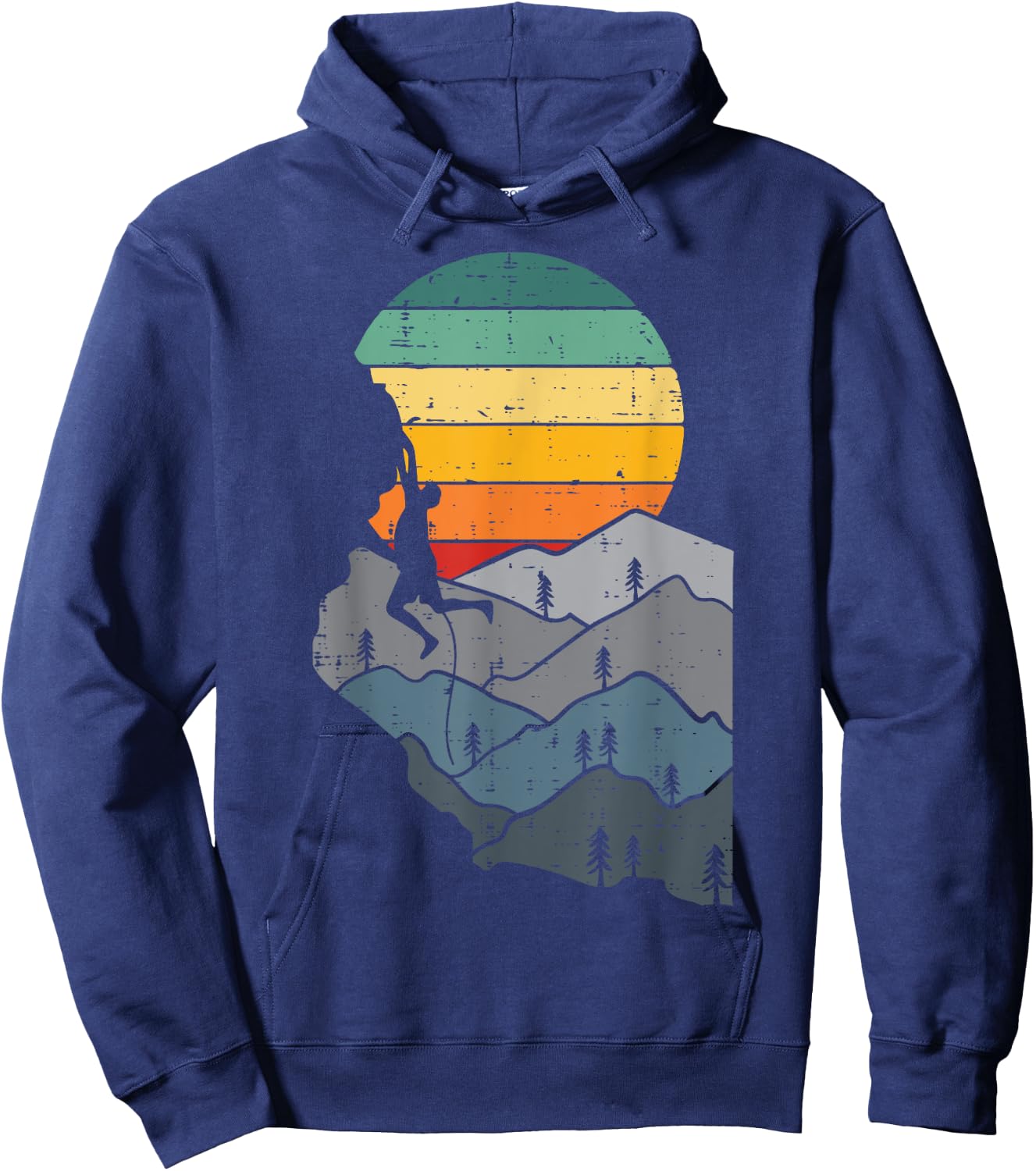 Mountain Climbing Retro Climber Mountaineer Men Women Kids Hoodie - Hoodie | Navy