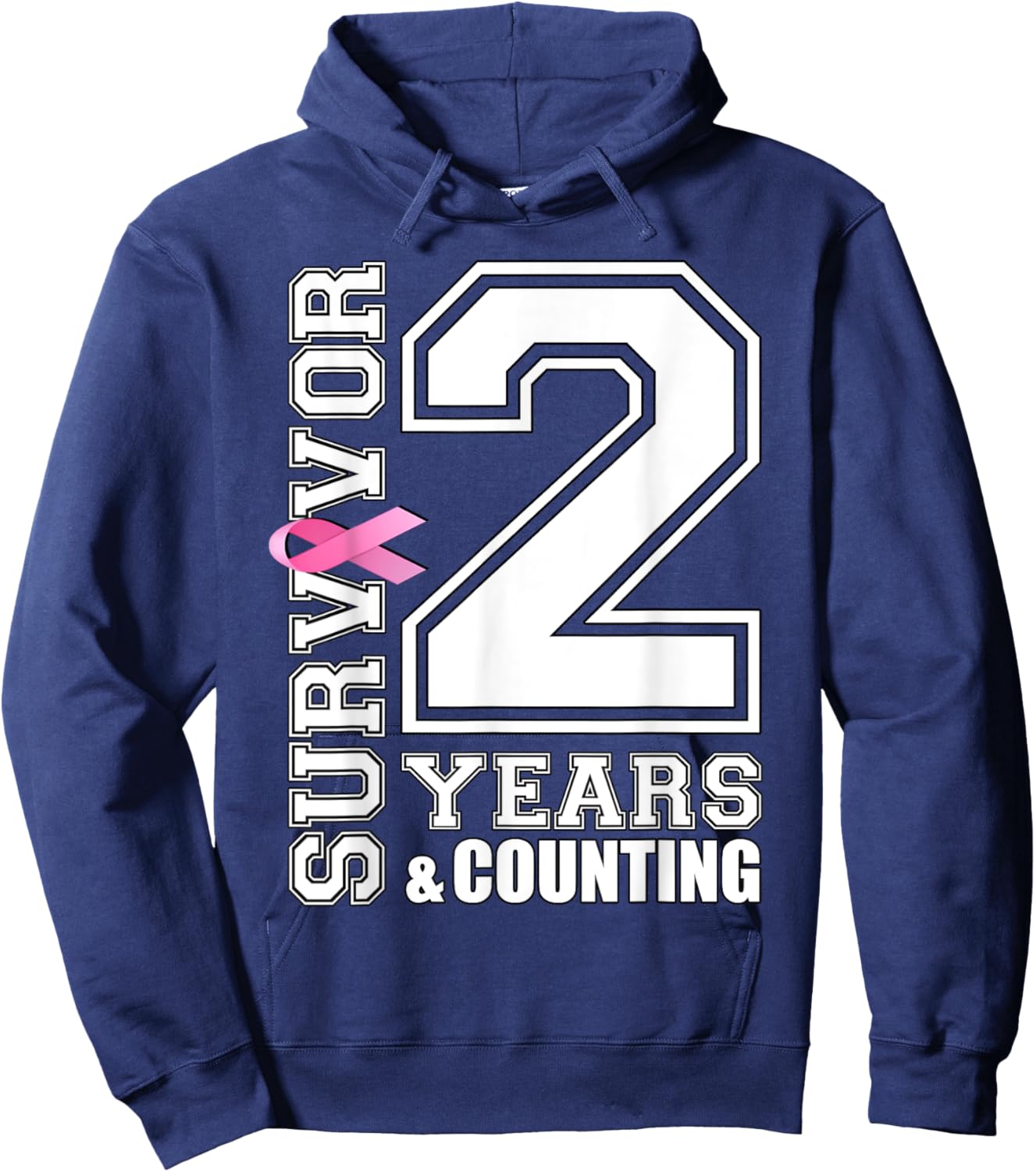 2 Years Breast Cancer Survivor Pink Ribbon Gifts Hoodie - Hoodie | Navy
