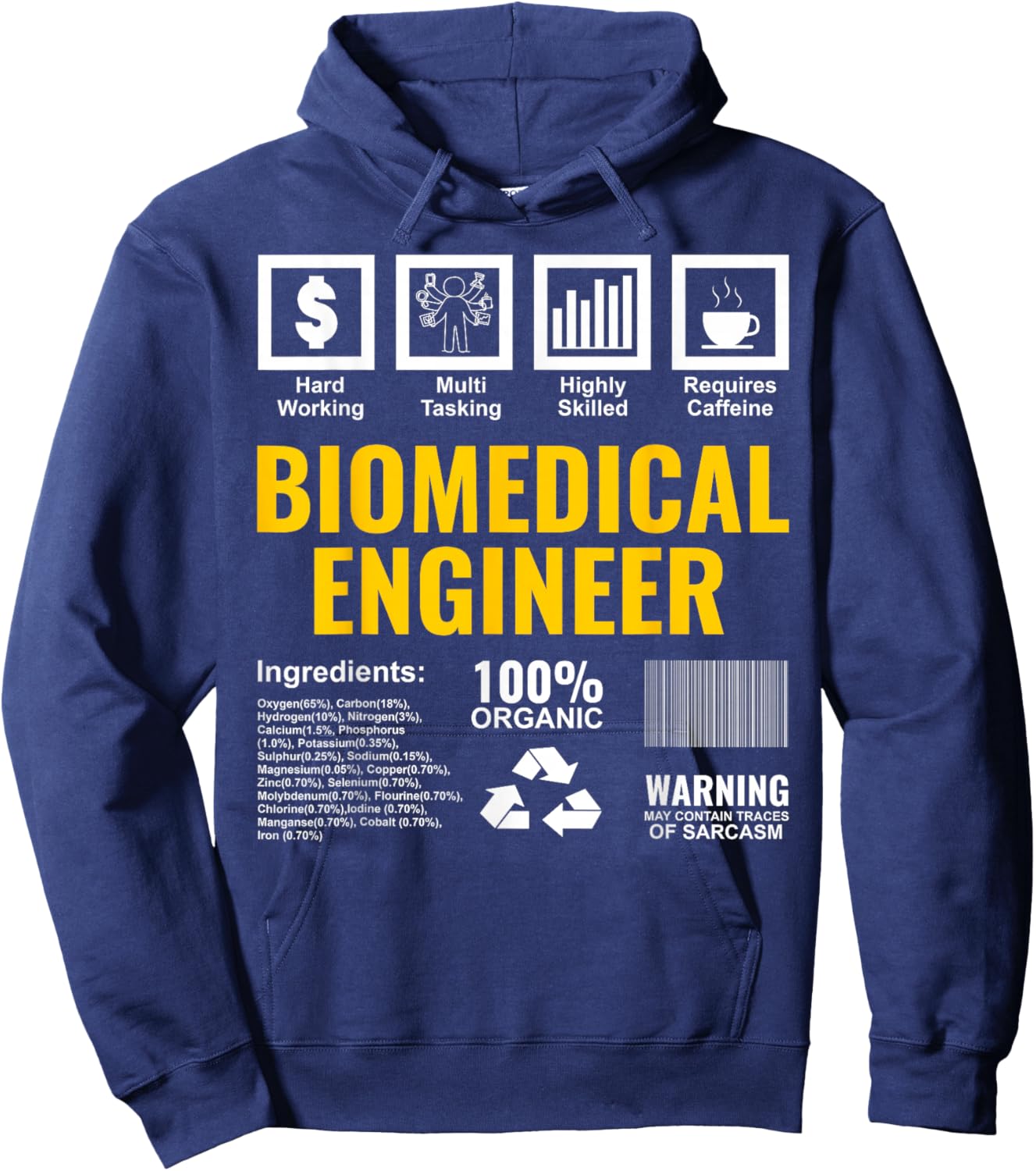 Biomedical Engineer Facts Label Biomedical Engineering Hoodie - Hoodie | Navy