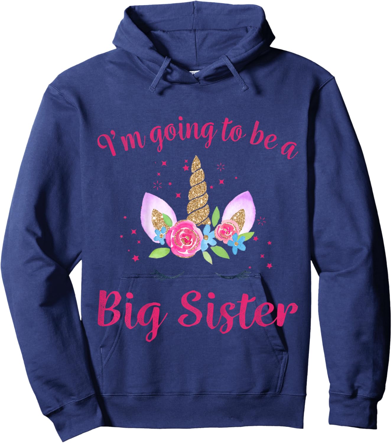 Kids Big Sister Unicorn I'm Going to be a Big Sister Hoodie - Hoodie | Navy