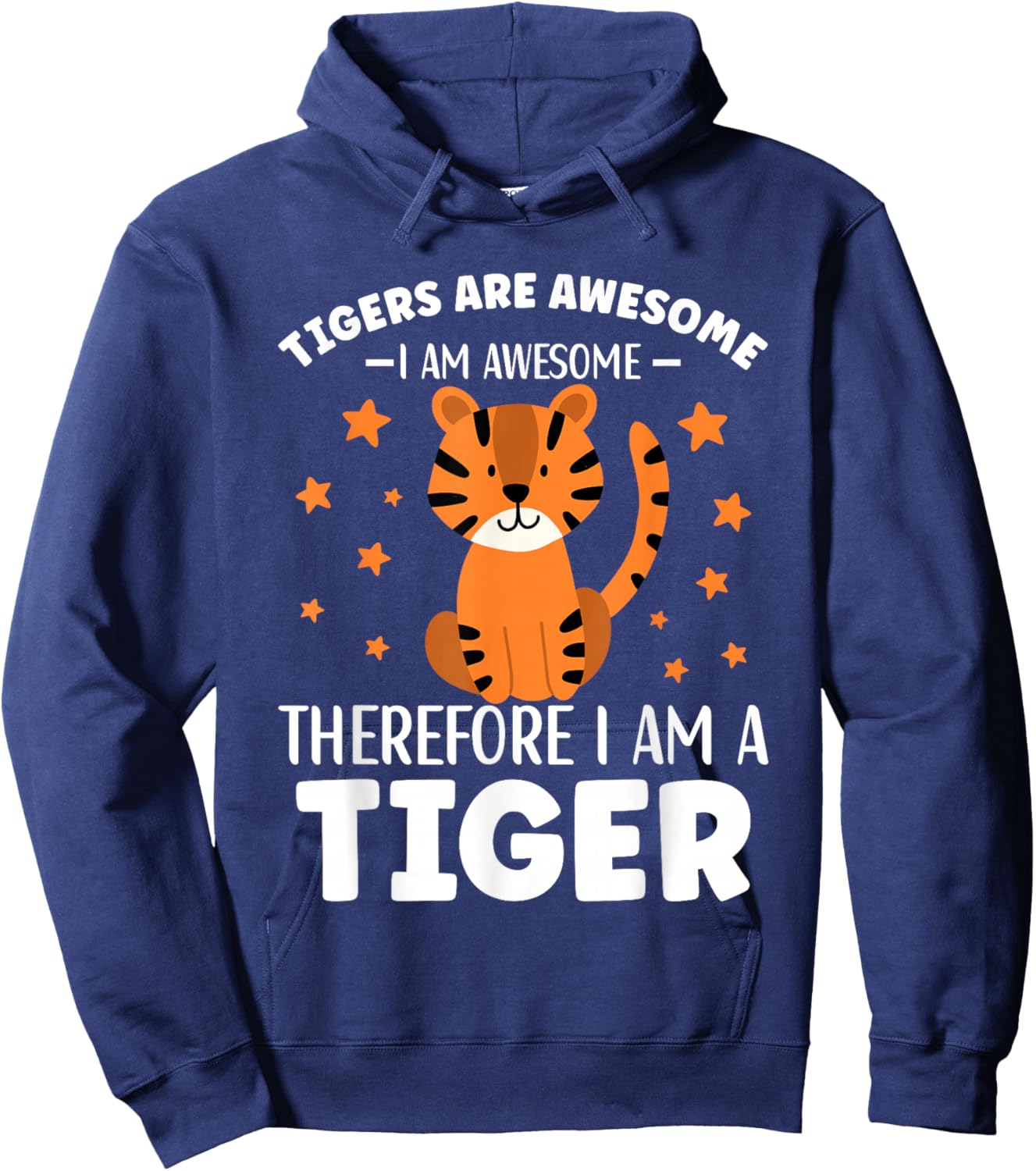 Tigers Are Awesome Cartoon Tiger for Kids Toddlers Hoodie - Hoodie | Navy
