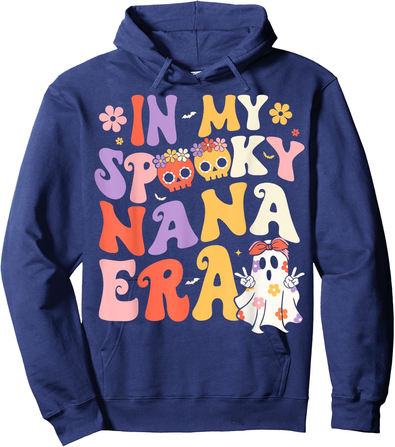 In My Spooky Nana Era Groovy Ghost Halloween Grandma Hoodie - Hoodie | Navy