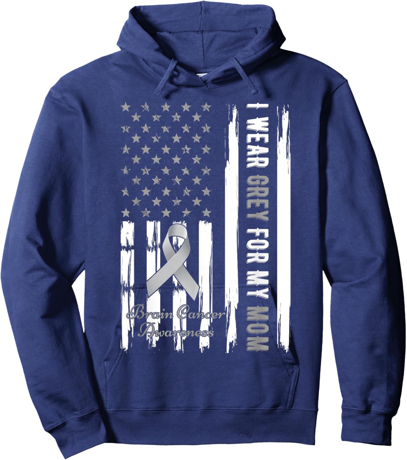 I Wear Grey For My Mom Brain Cancer Awareness Hoodie - Hoodie | Navy