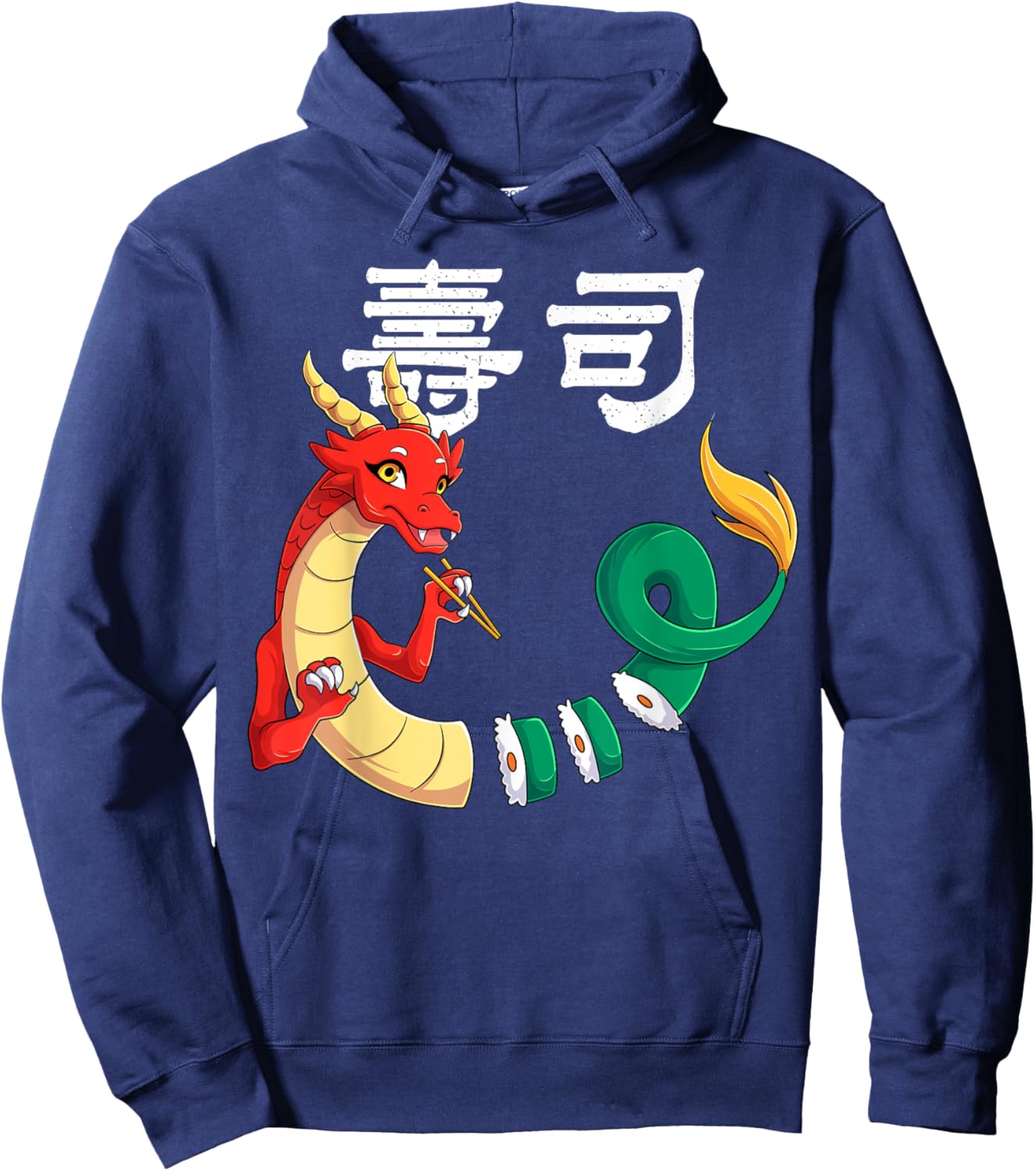 Sushi Dragon Roll Japanese Food Kawaii Dragon Anime Sushi Hoodie - Hoodie | Navy