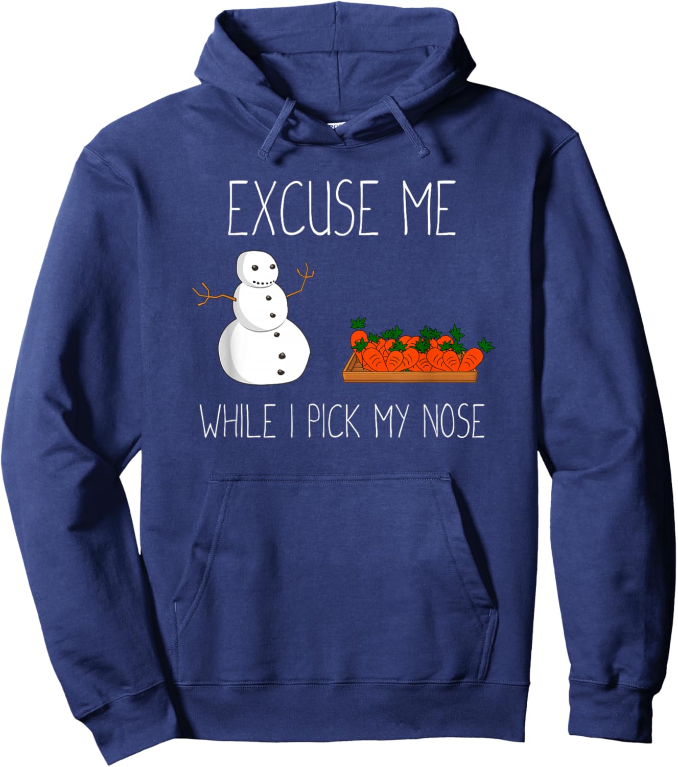 Snowman Picking Nose. Funny Christmas Pun. Boys Men Xmas Hoodie - Hoodie | Navy