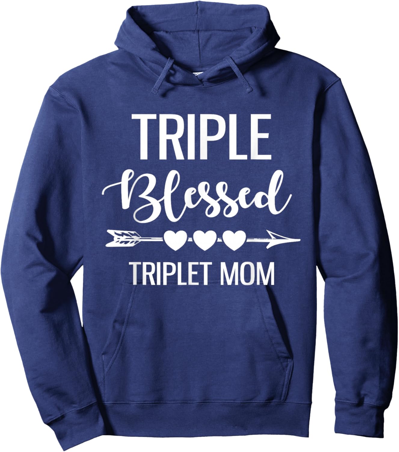 Triple Blessed Triplet Mom Funny Blessing Triplet Mom Mama Hoodie - Hoodie | Navy