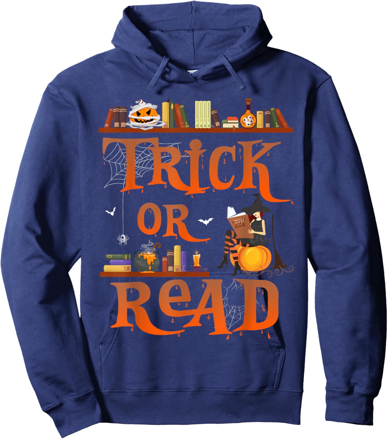 Librarian Trick or Read Library Event Halloween Book Lovers Hoodie - Hoodie | Navy