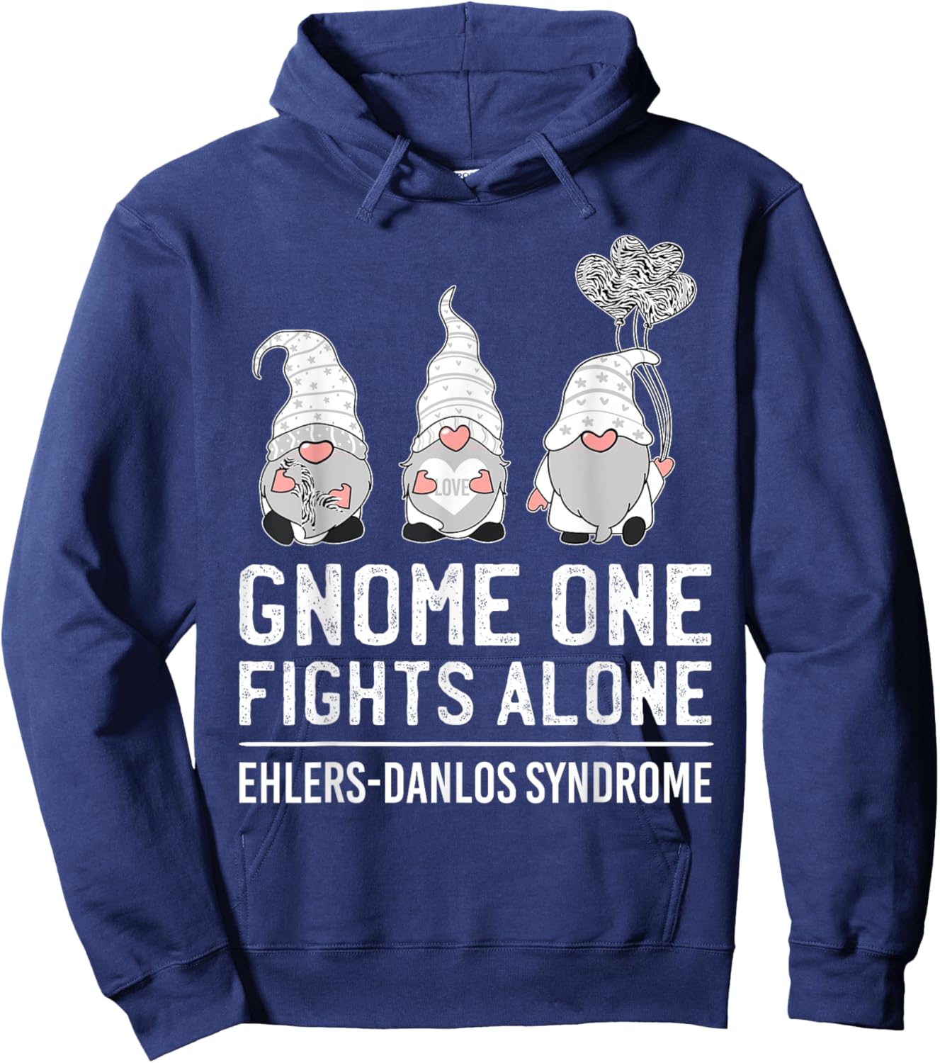 Gnome One Fights Alone Ehlers-Danlos Syndrome EDS Awareness Hoodie - Hoodie | Navy