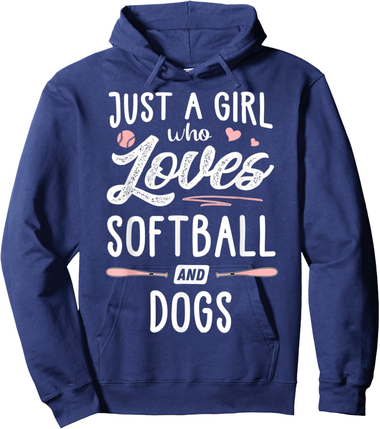 Just A Girl Who Loves Softball And Dogs Hoodie - Hoodie | Navy
