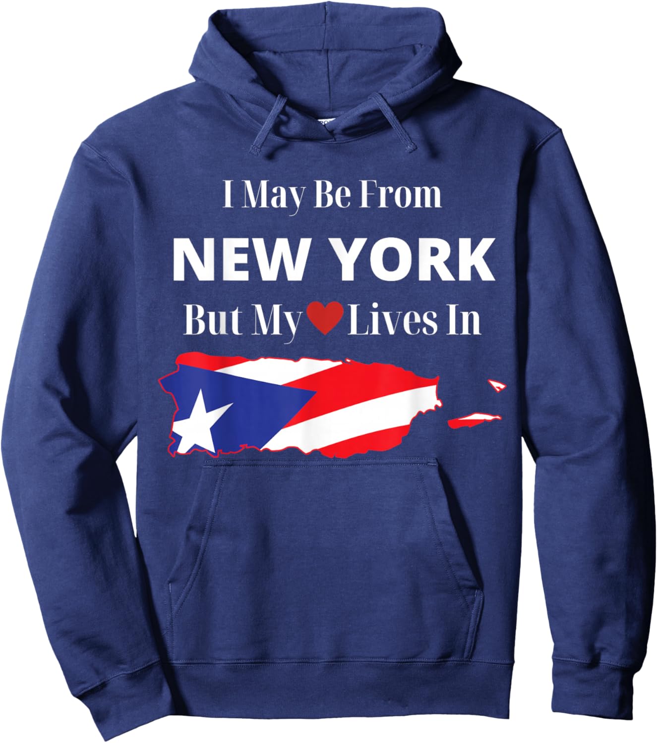 Puerto Rican Flag New York Heart Boricua Hoodie - Hoodie | Navy