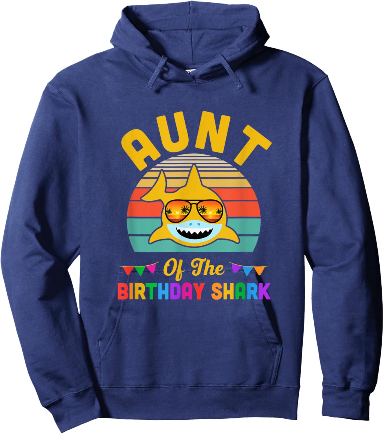 Aunt Of The Shark Birthday Aunt Matching Family Hoodie - Hoodie | Navy