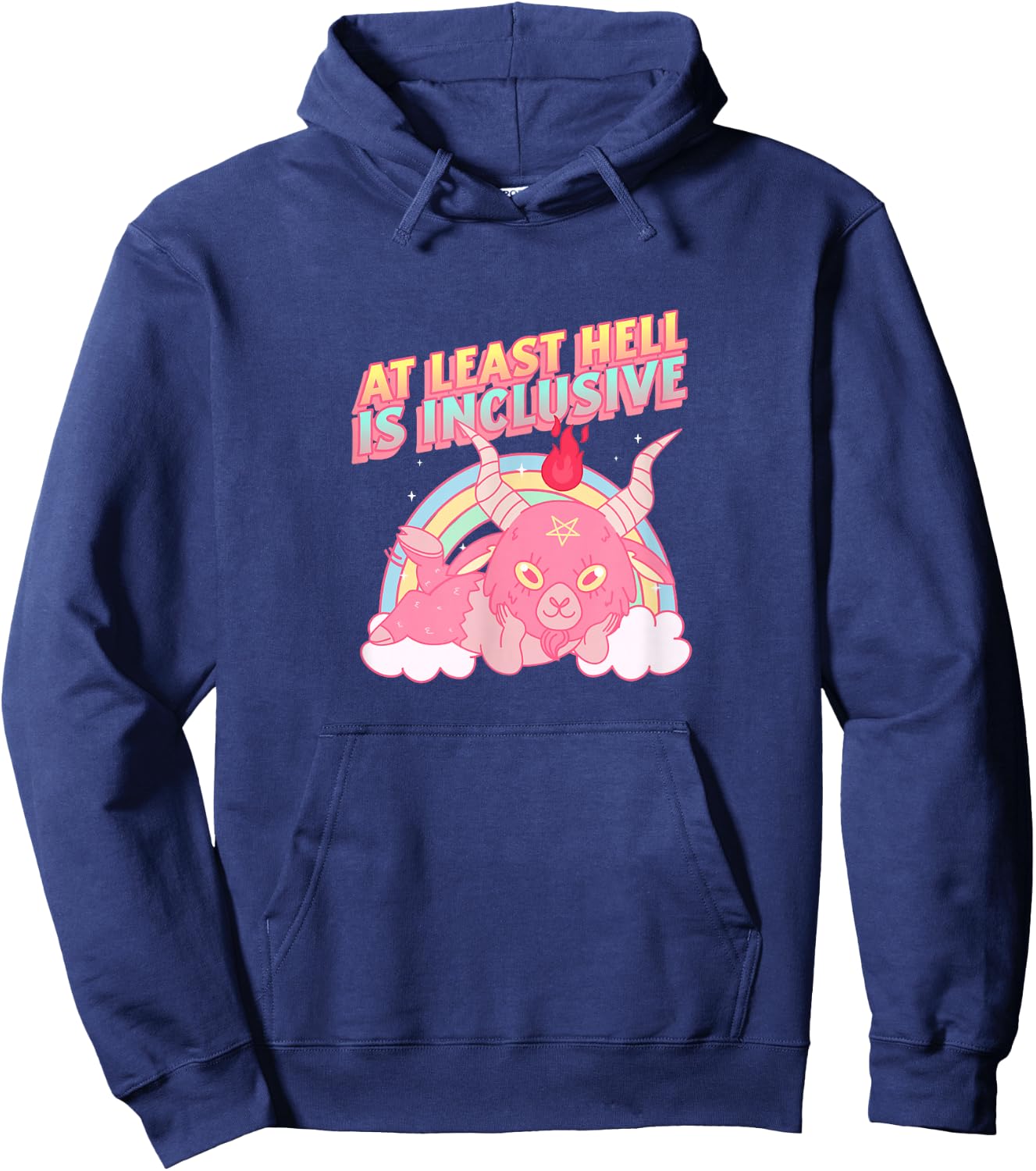At Least Hell is Inclusive Cute Pink Baby Baphomet Hoodie - Hoodie | Navy