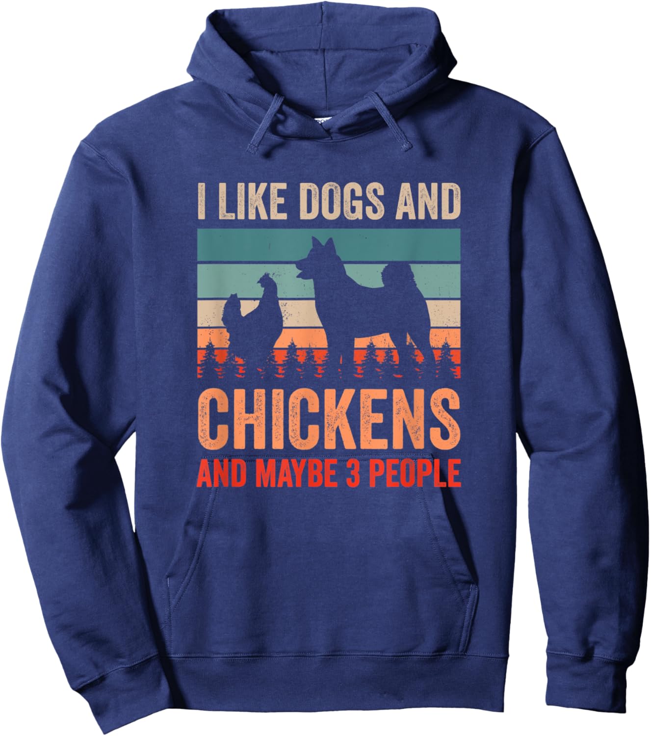 Vintage I Love Dogs And Chicken And Maybe 3 Other People Hoodie - Hoodie | Navy