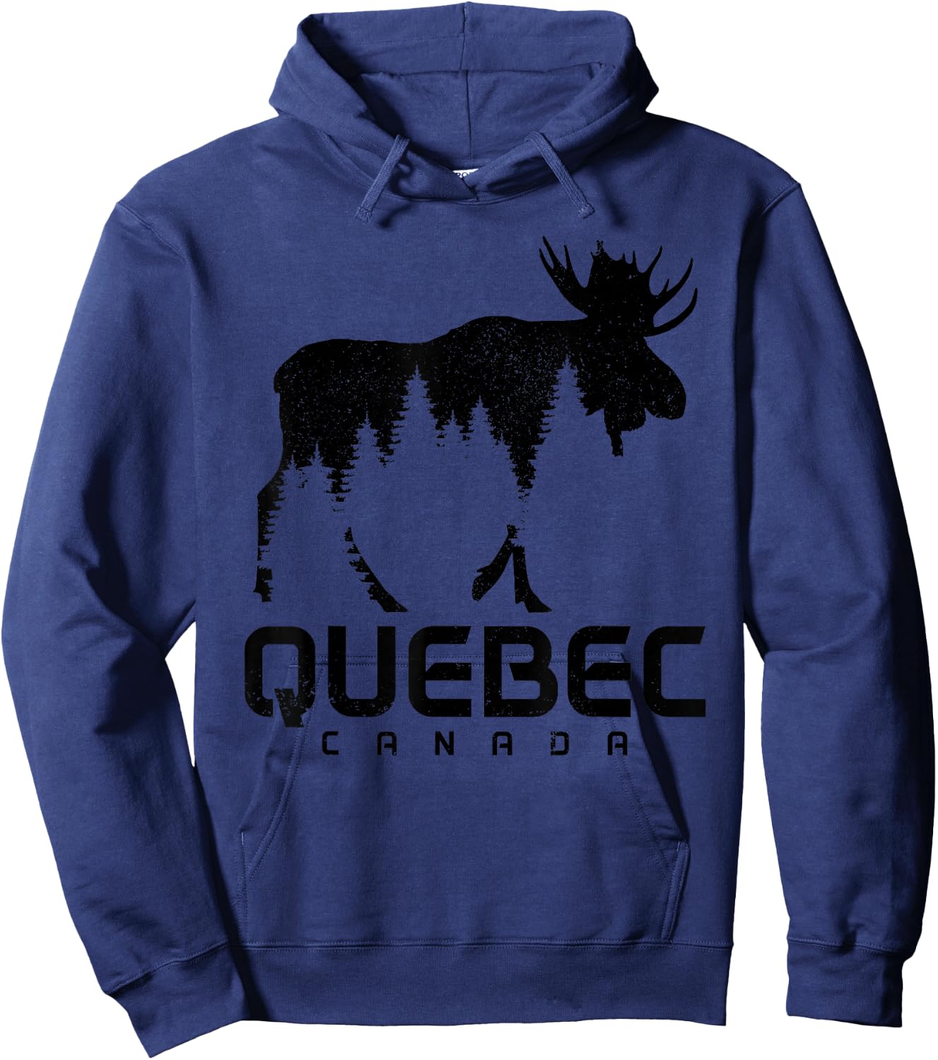 Quebec Canada Vintage Moose Souvenir Hoodie - Hoodie | Navy