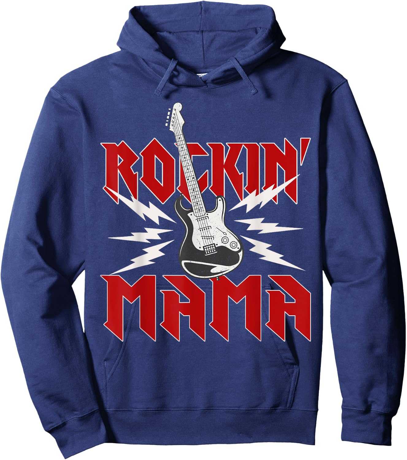 Mama Rockin One Birthday Family Matching Rock Guitar Hoodie - Hoodie | Navy