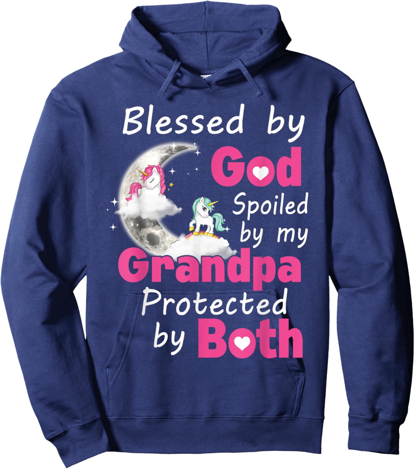 Blessed By God Spoiled By My Grandpa Protected By Both Hoodie - Hoodie | Navy