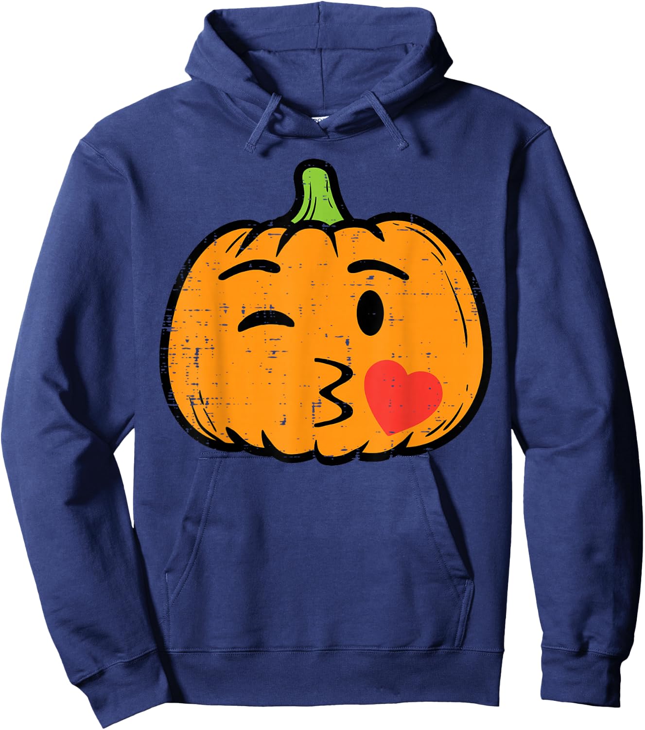 Halloween Pumpkin Face Kiss Cute Costume Girls Kid Women Men Hoodie - Hoodie | Navy