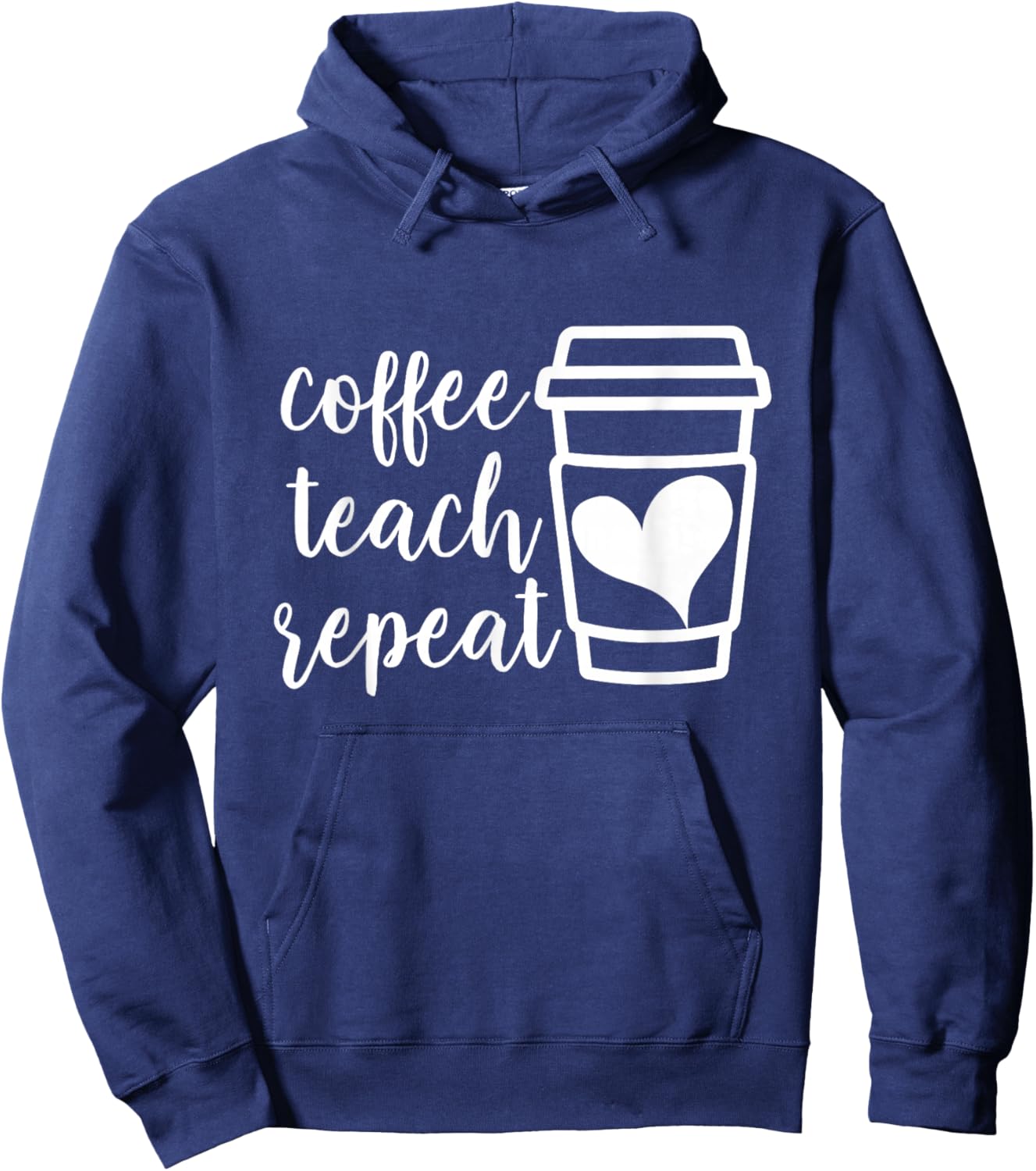Coffee Teach Repeat, Women's Misses Plus Size Teacher Hoodie - Hoodie | Navy