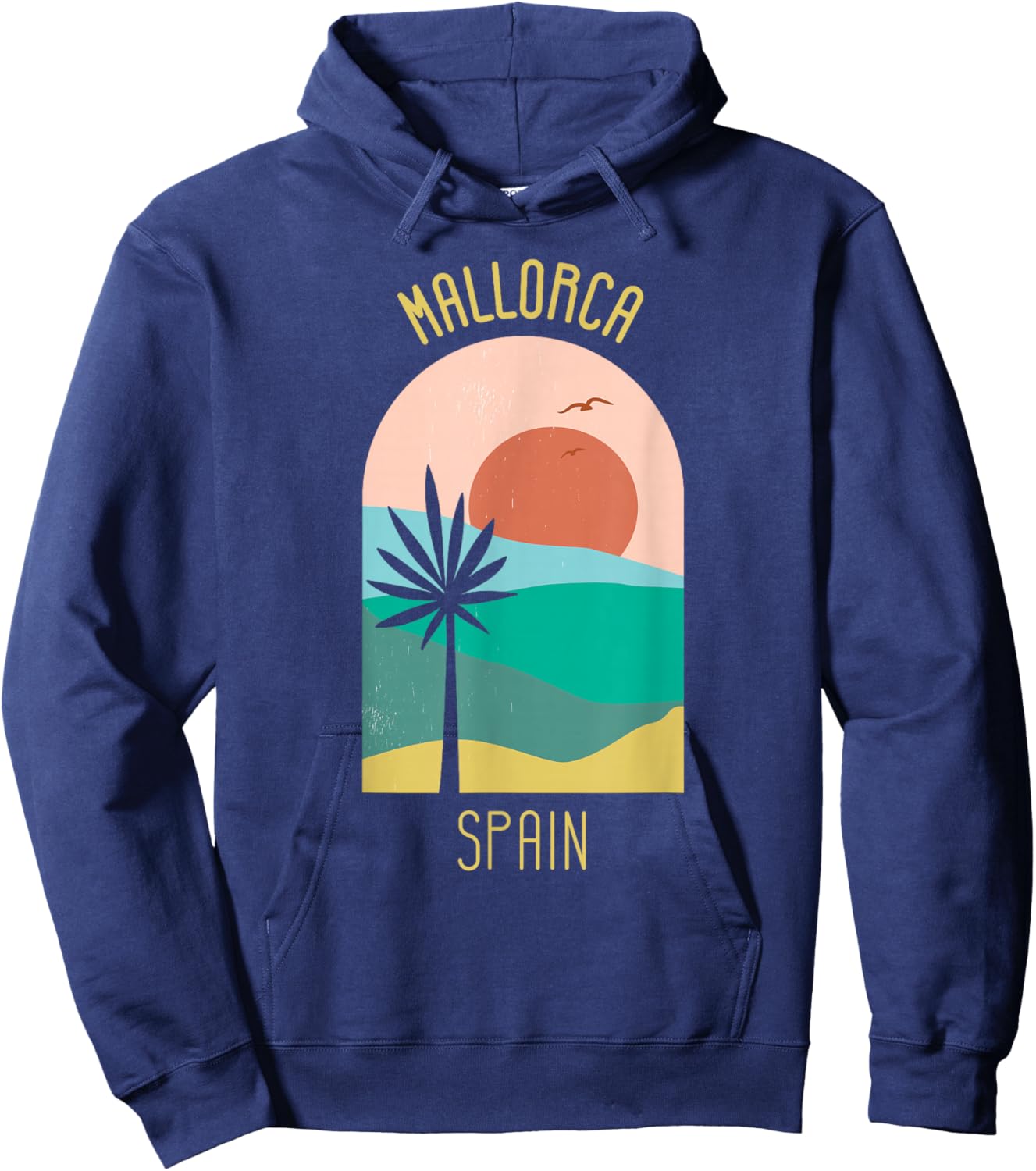 Mallorca Spain - Boho Vintage Vacation Souvenir Hoodie - Hoodie | Navy