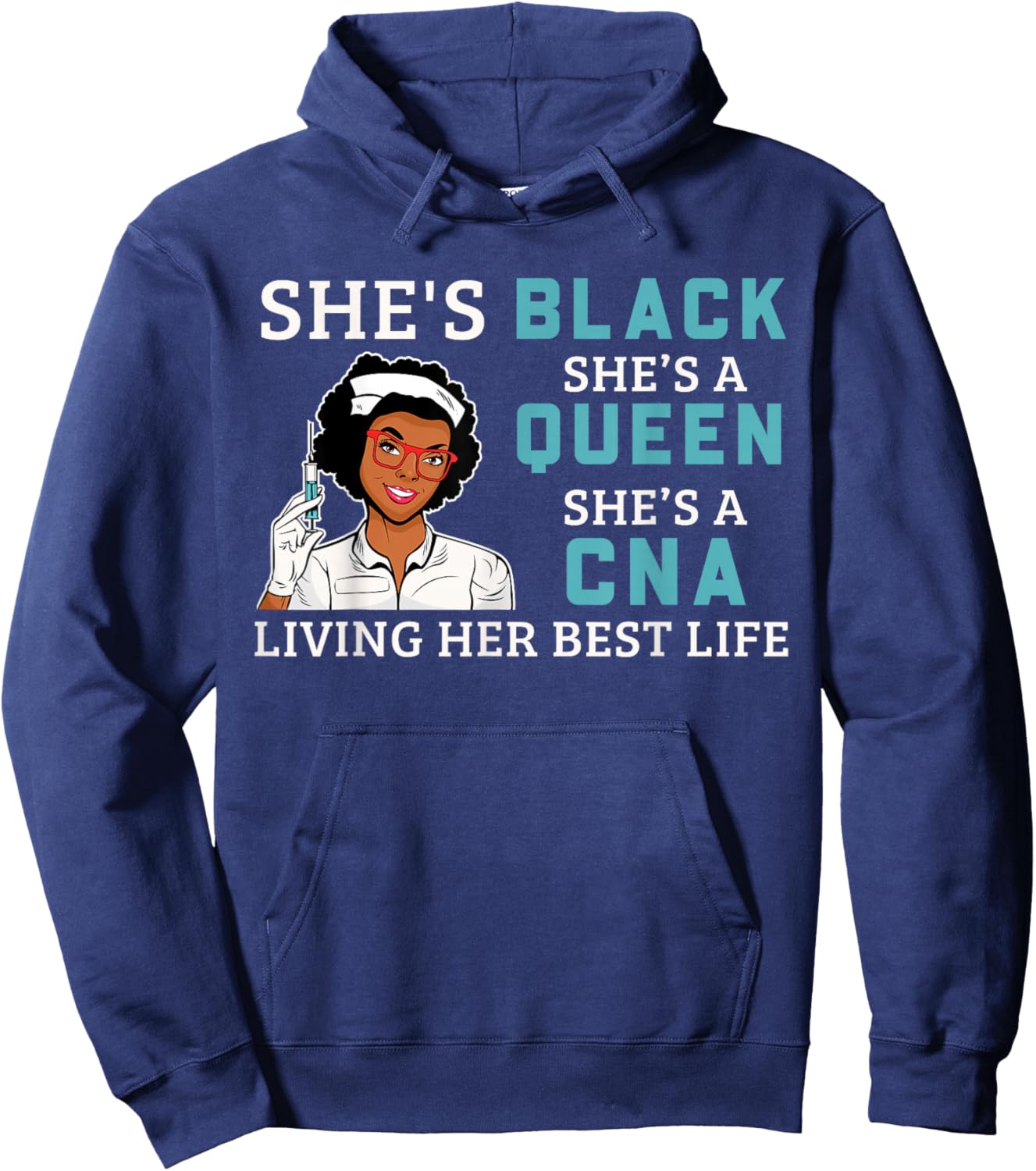 Black Cna Proud Afro Queen Women Hoodie - Hoodie | Navy