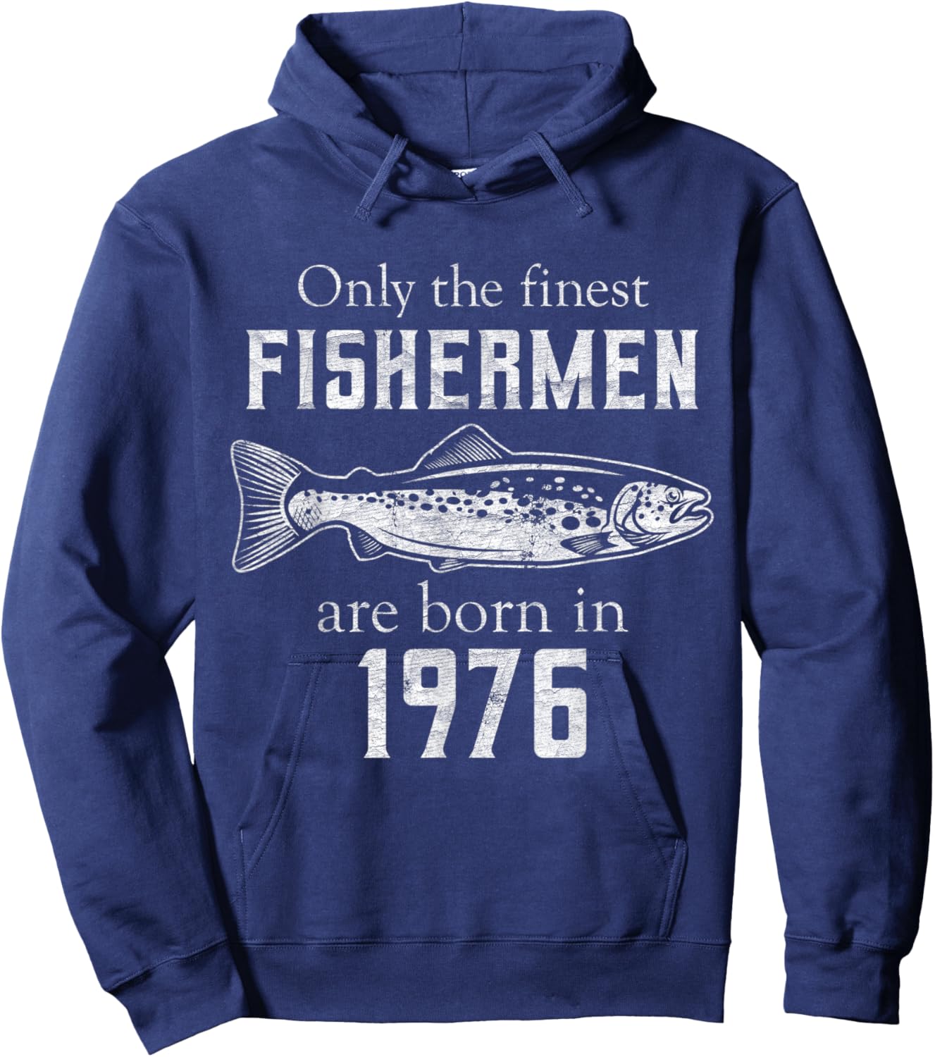 45th Birthday Vintage 1976 Fishing Fisherman 45 Year Old Hoodie - Hoodie | Navy