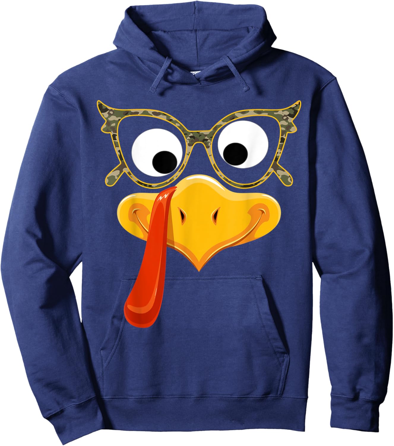 Turkey Face Thanksgiving Family Camoflauge Sunglasses Camo Hoodie - Hoodie | Navy