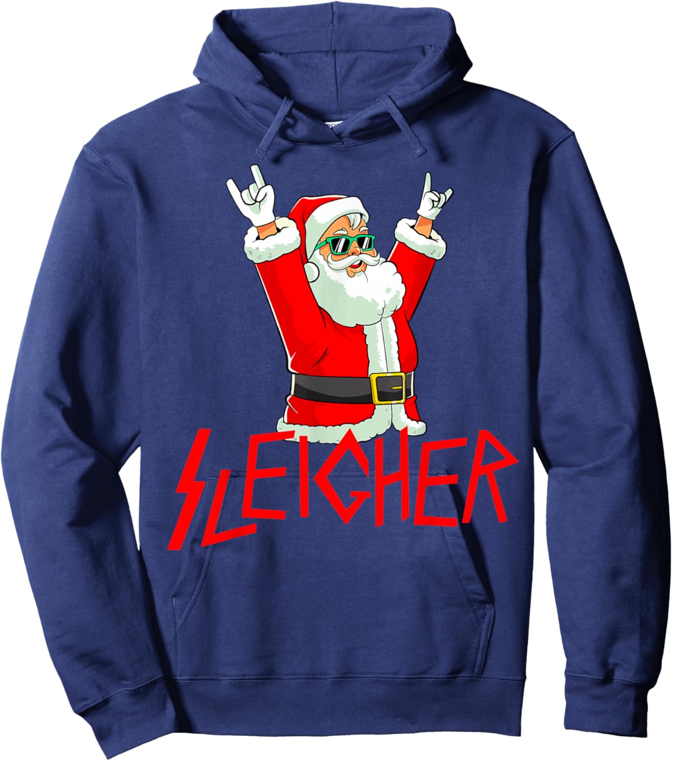 Sleigher Funny Christmas Heavy Metal Music Gifts Men Women Hoodie - Hoodie | Navy