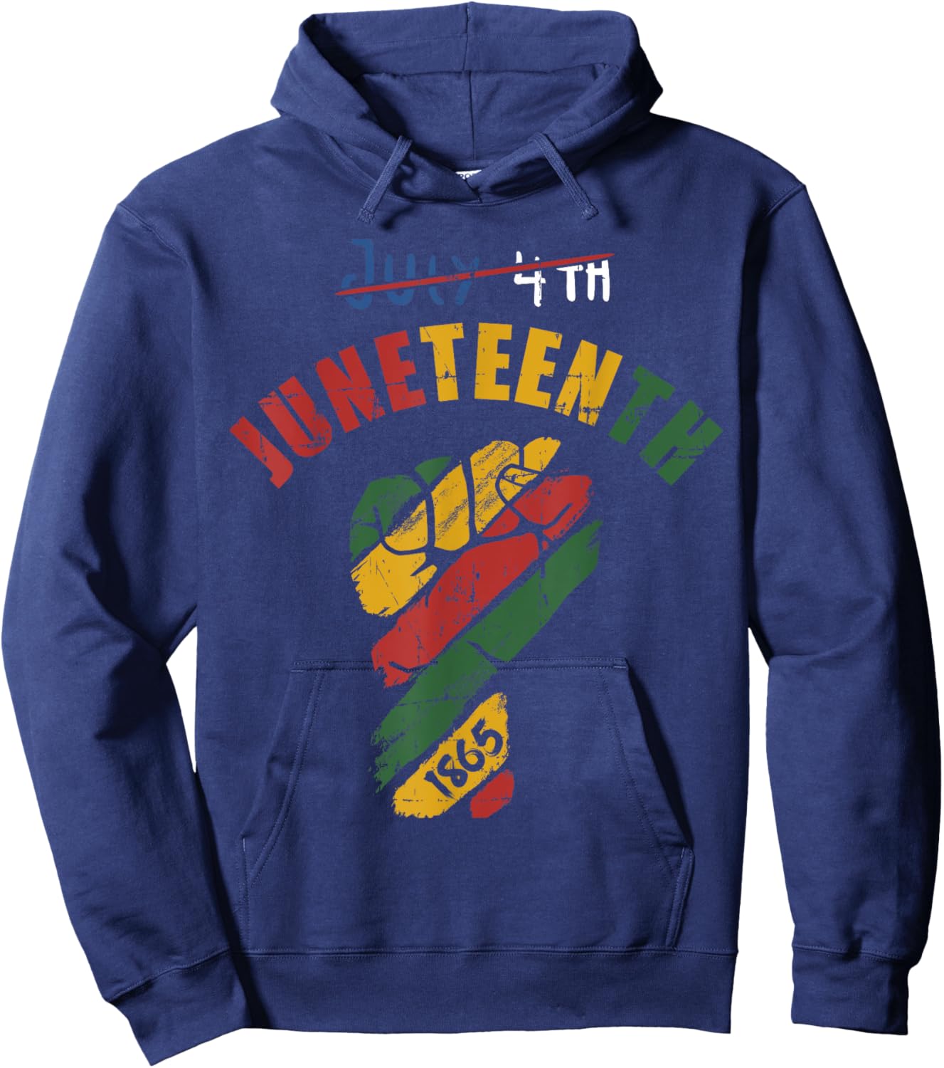Juneteenth fist with flag for black independence since 1865 Hoodie - Hoodie | Navy