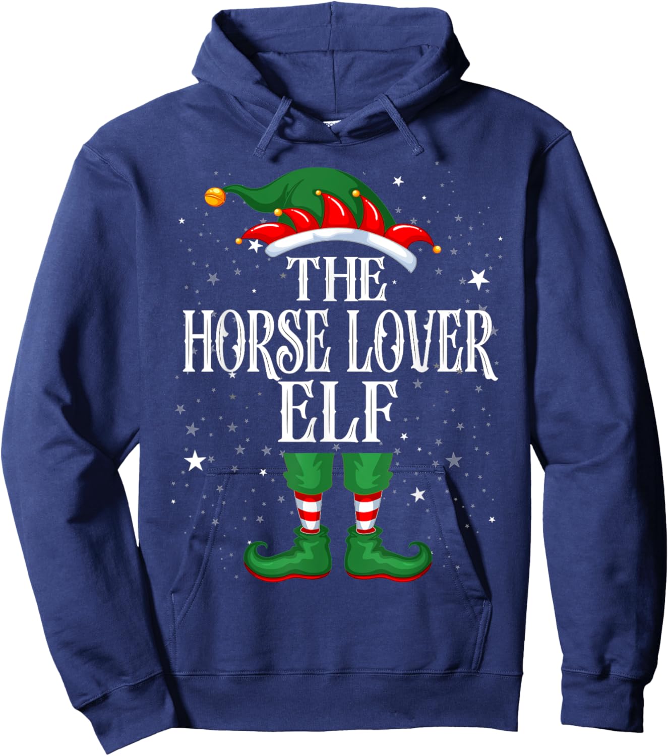 Christmas Elf Matching Family Group Funny Horse Lover Elf Hoodie - Hoodie | Navy