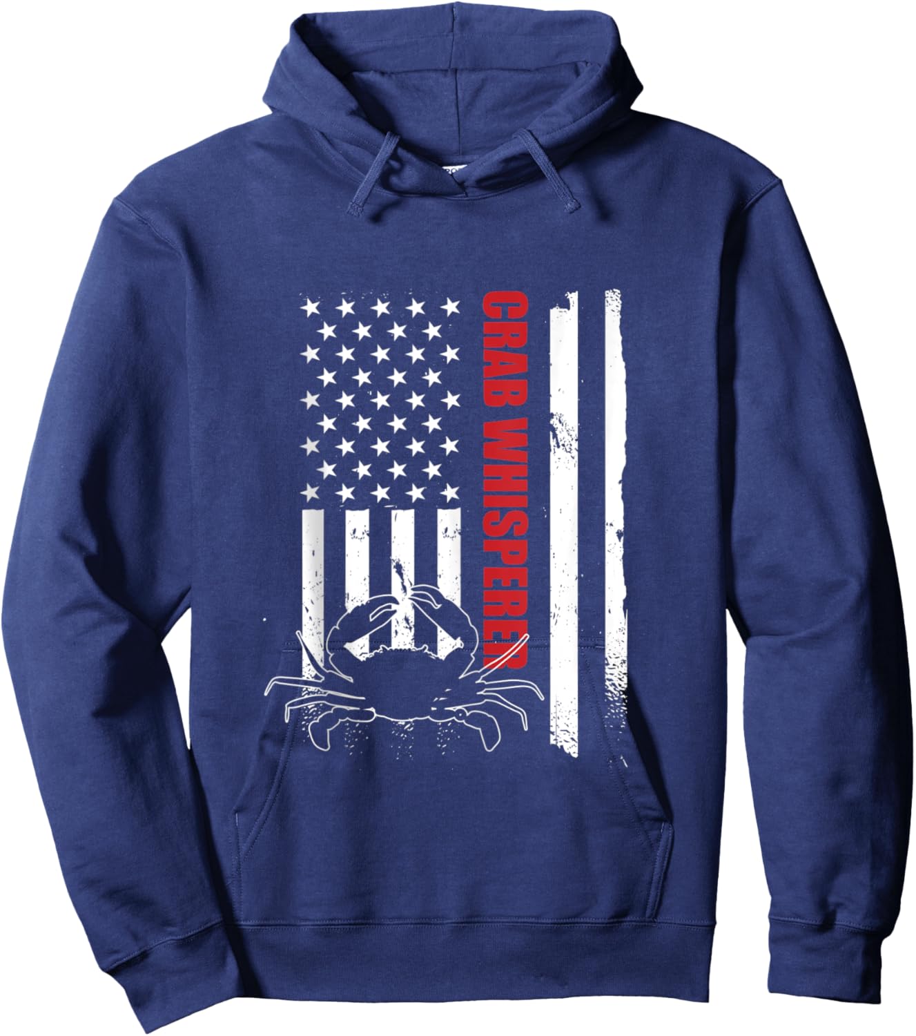Crab Whisperer American Flag Crab Lover Crab Fishing Hoodie - Hoodie | Navy