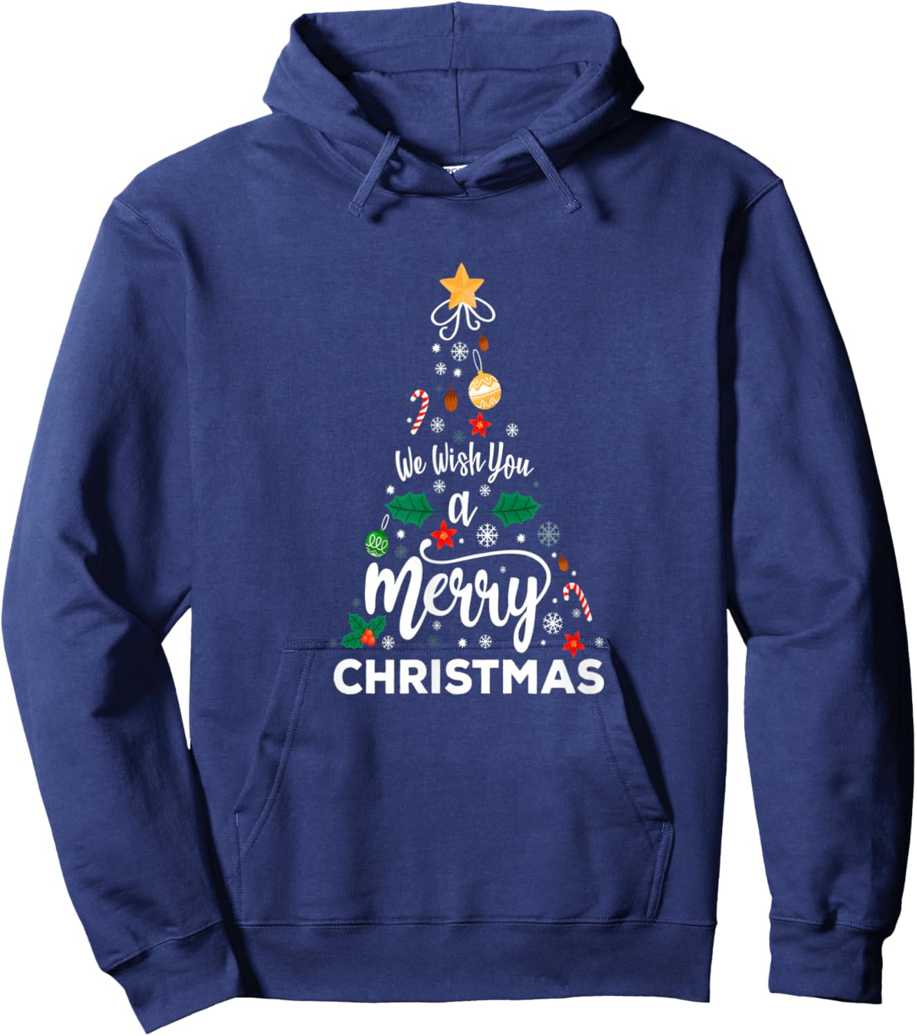 Christmas Elements Tree - We Wish you a Merry Christmas Hoodie - Hoodie | Navy